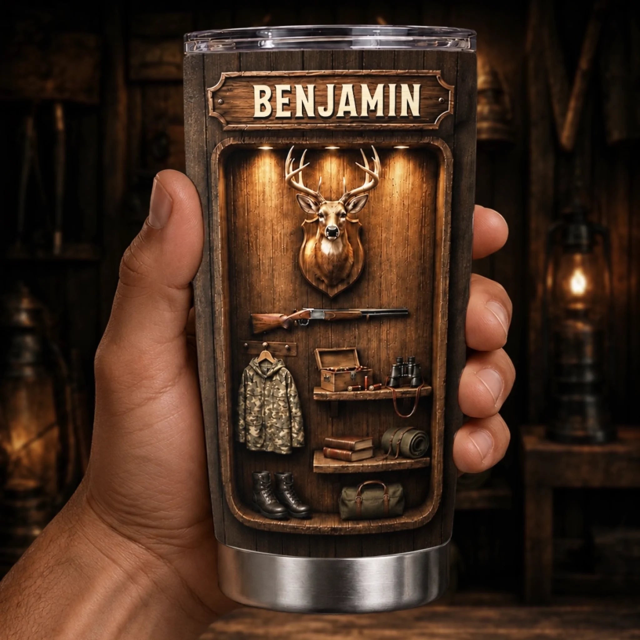 Custom Hunting Tumbler, Personalized Birthday Gift for Hunters, Dad, Husband or Son, Born To Hunt Wild