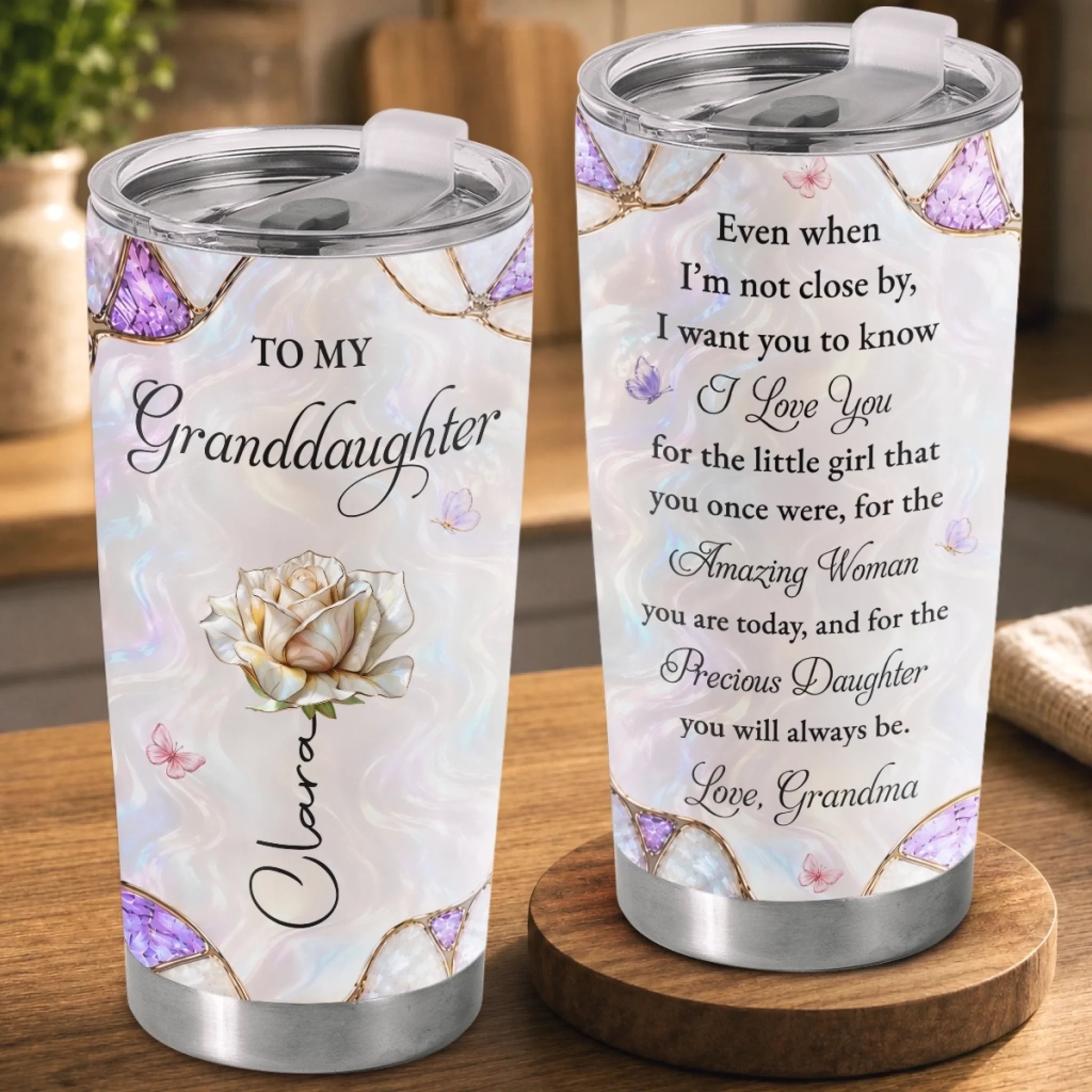 Custom Tumbler for Daughter or Granddaughter, Personalized Birthday Gift, Forever My Precious Girl
