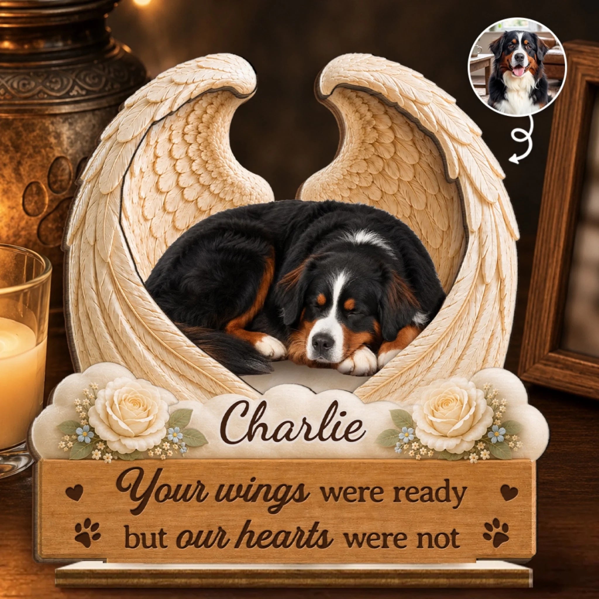 Custom Photo 2-Layer Wooden Plaque Personalized Pet Memorial Sympathy Gift for Dogs and Cats