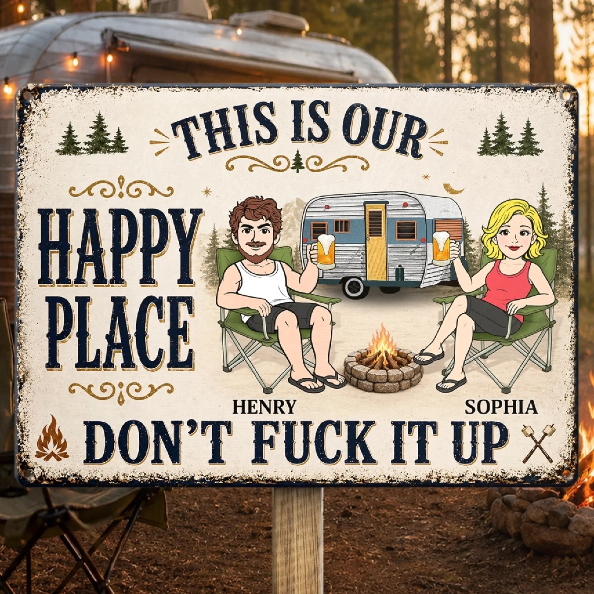Best Camping Buddies Forever Custom Metal Sign, Personalized Camping Home Decor Gift for Couples