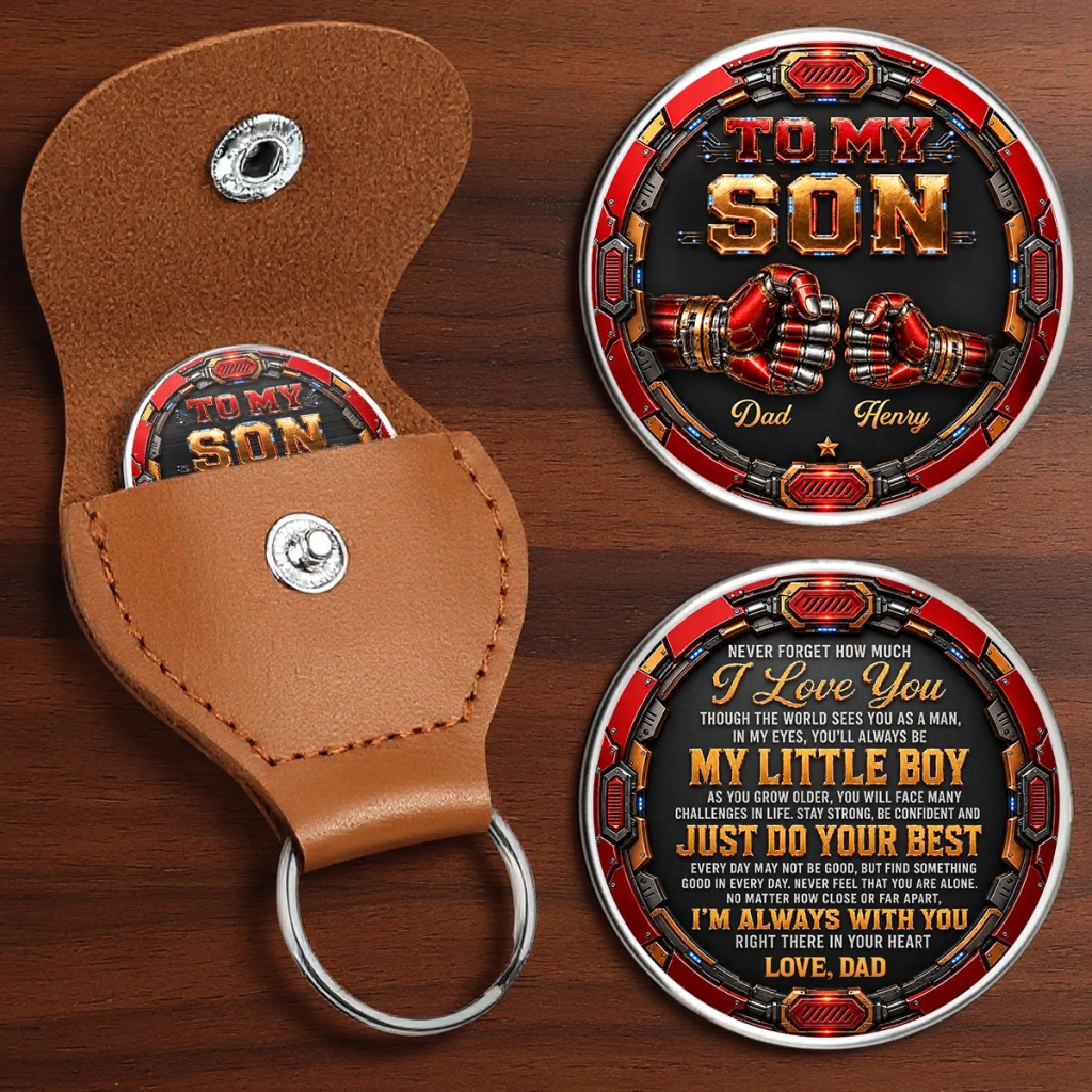 Custom Pocket Hug for Son or Grandson, Personalized Birthday Gift, Our Greatest Legacy Keepsake