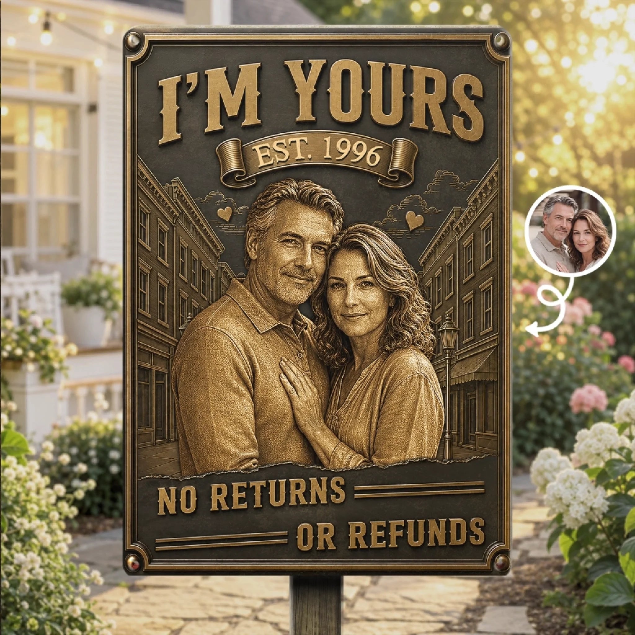 Personalized Photo Metal Sign, Custom Anniversary Wedding Home Decor Gift for Husband and Wife