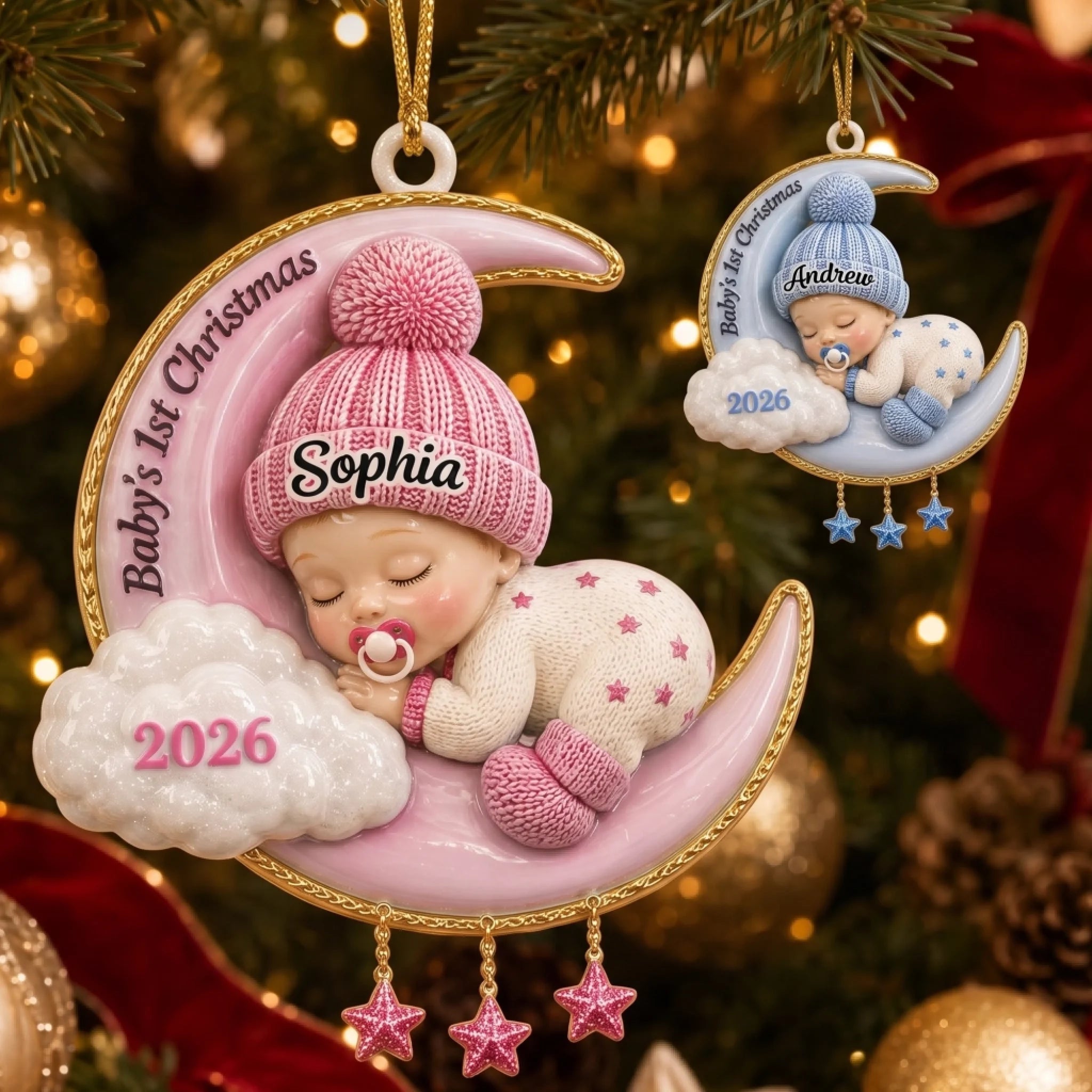 Custom First Christmas Premium 3D Ornament, Personalized Baby Gift for New Parents
