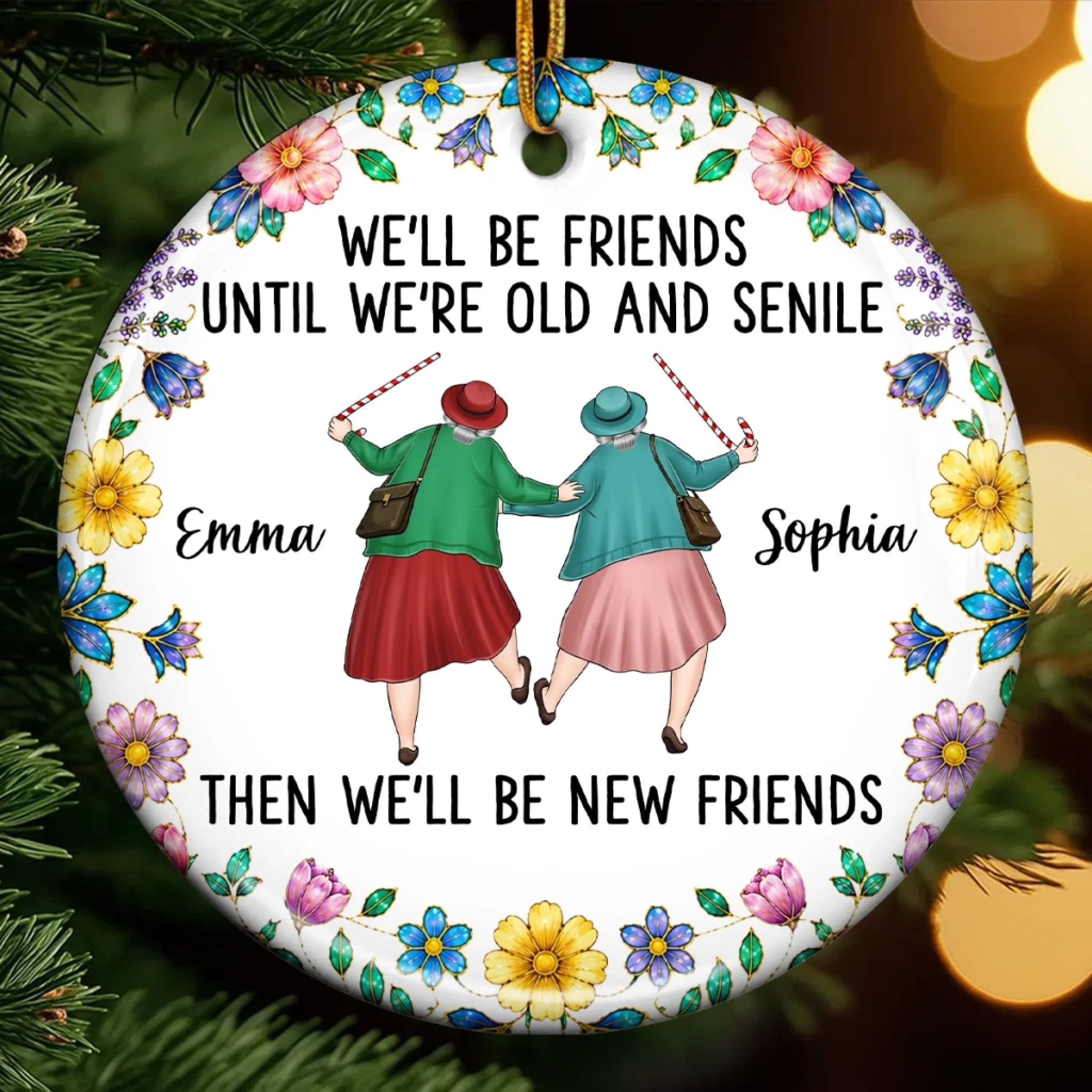 Custom Ceramic Ornament Personalized Best Friend Gift for Christmas Birthday Besties Sisters BFF