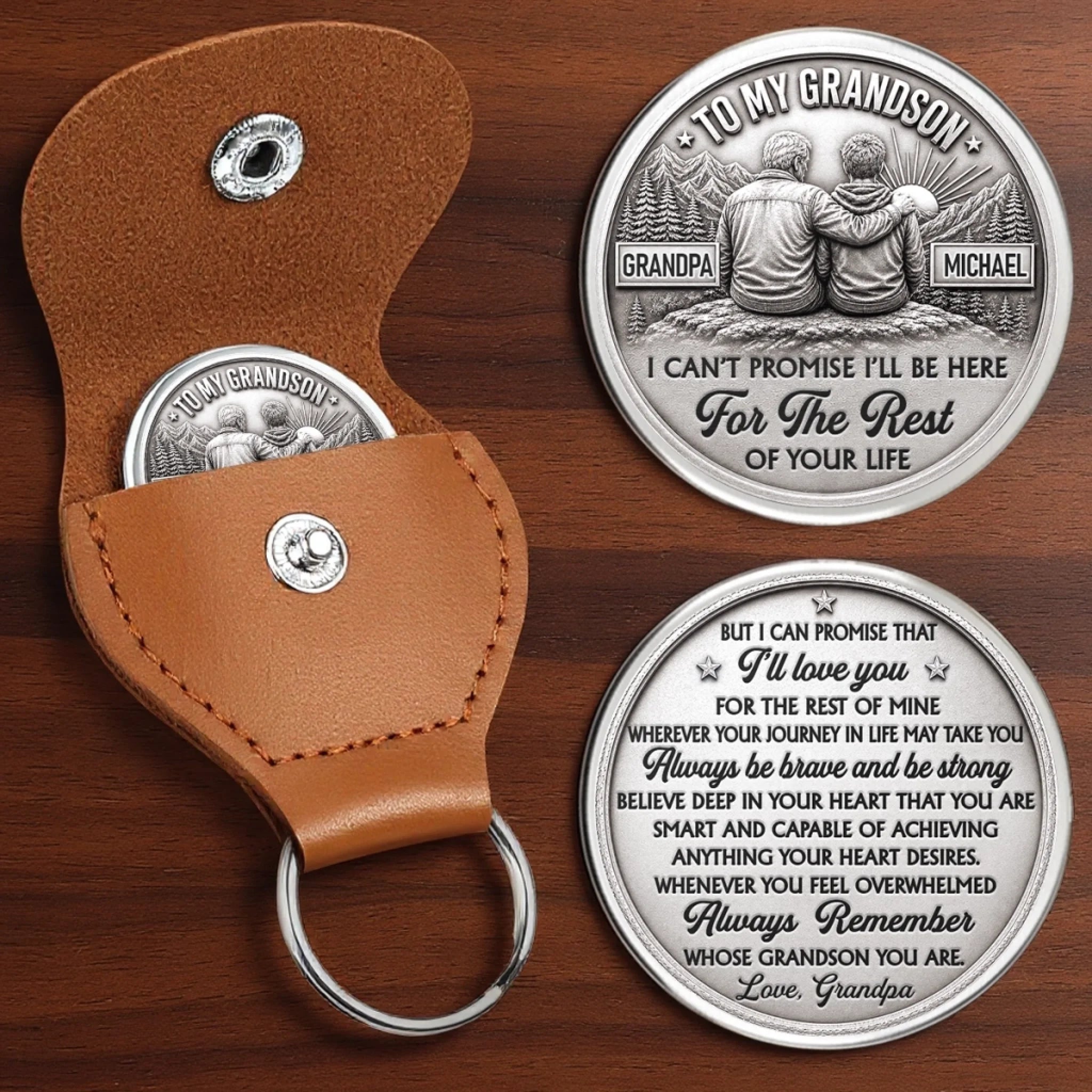 Custom Pocket Hug Personalized Birthday Gift for Grandson I Will Love You Forever Keepsake