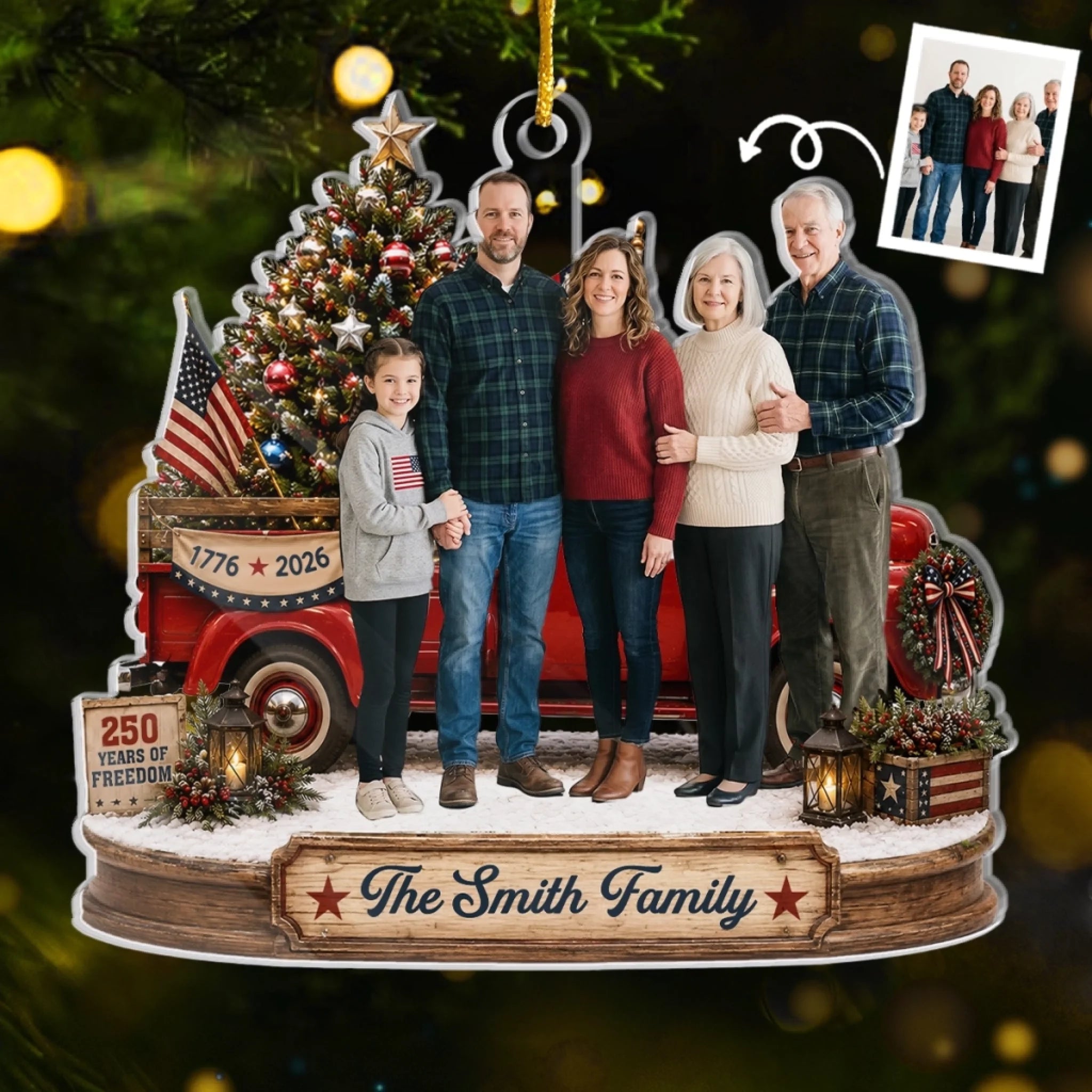 Custom Photo Acrylic Ornament, Personalized Christmas or Birthday Gift for Mom, Dad, Brother, Sister