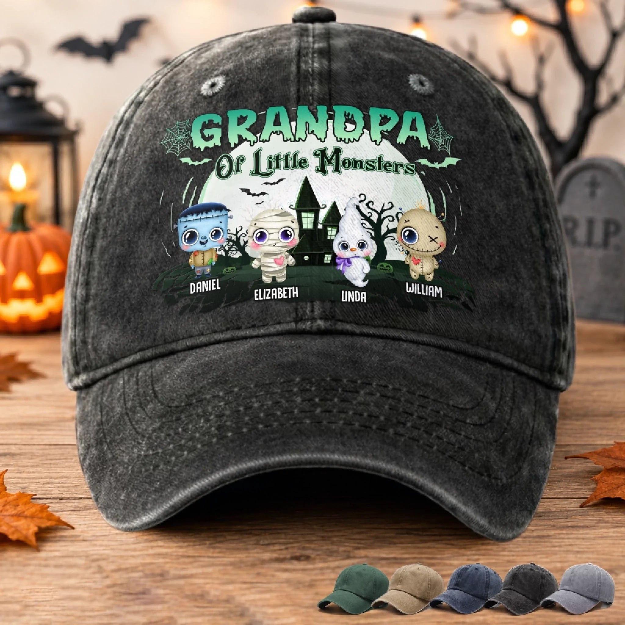 Personalized Washed Cotton Cap for Dad or Grandpa, Halloween Birthday Gift, Little Boo Big Fun