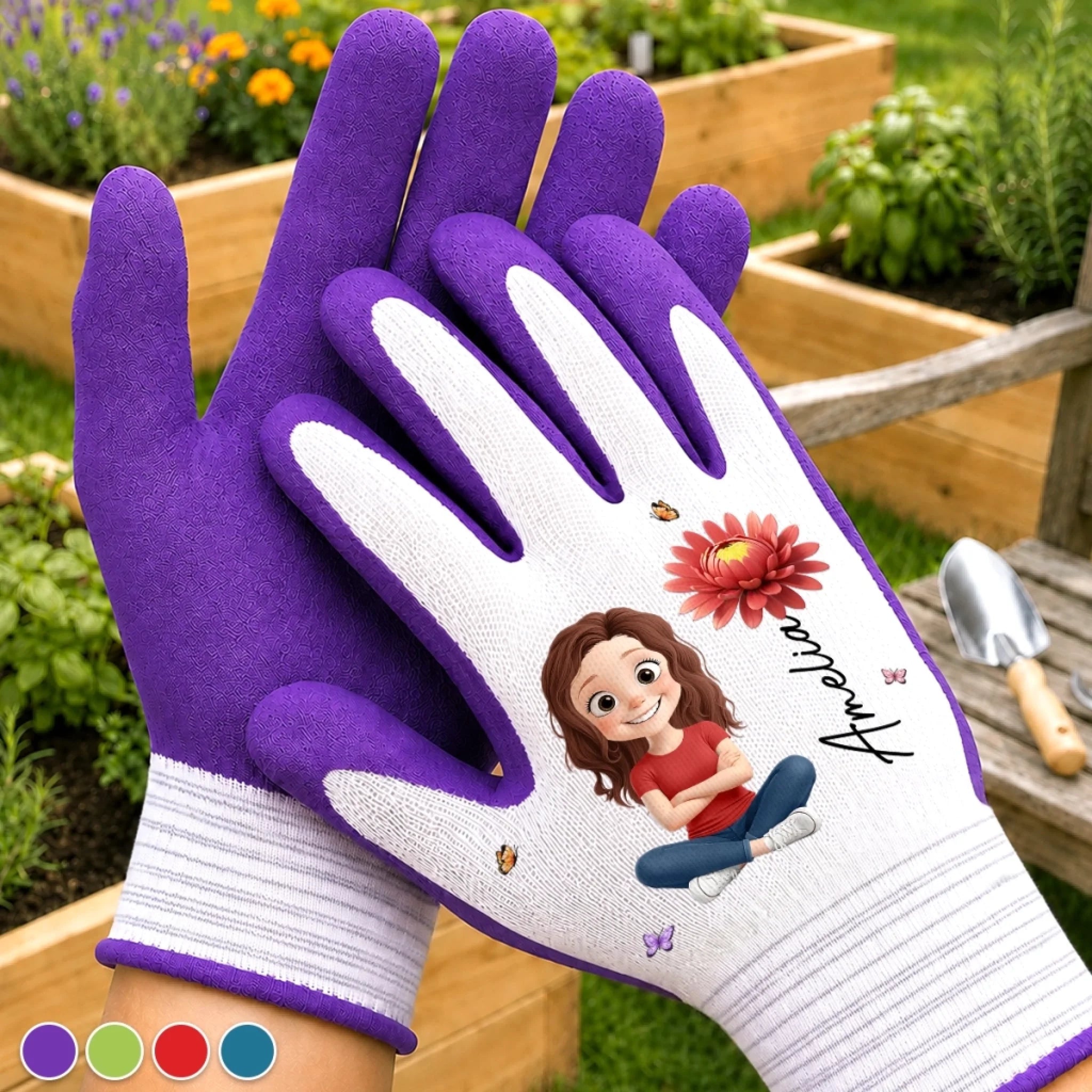 Custom Coated Grip Gardening Gloves, Personalized Birthday Garden Gift for Gardeners