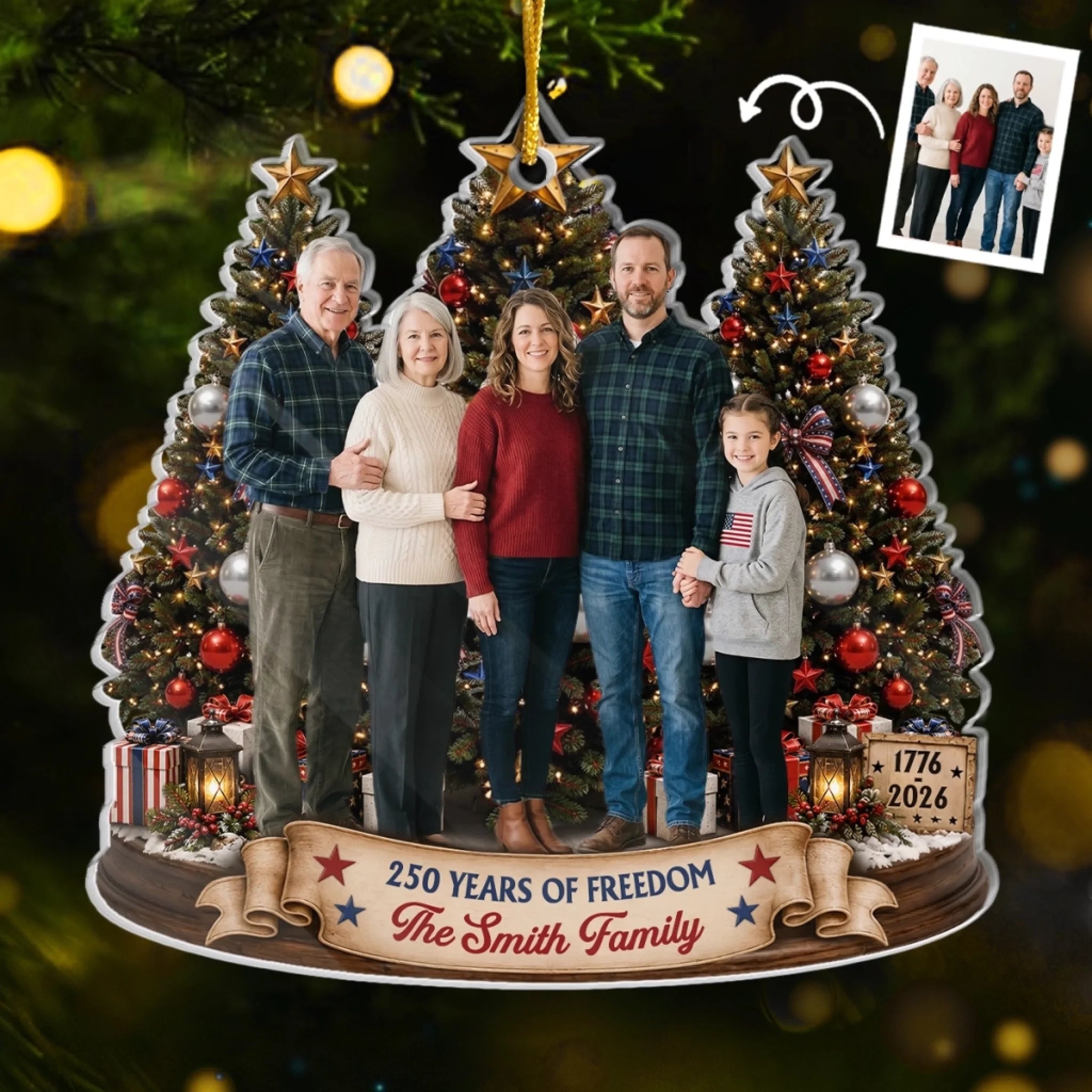 Custom Photo Acrylic Ornament Personalized Christmas or Birthday Gift for Family United in Love and Faith