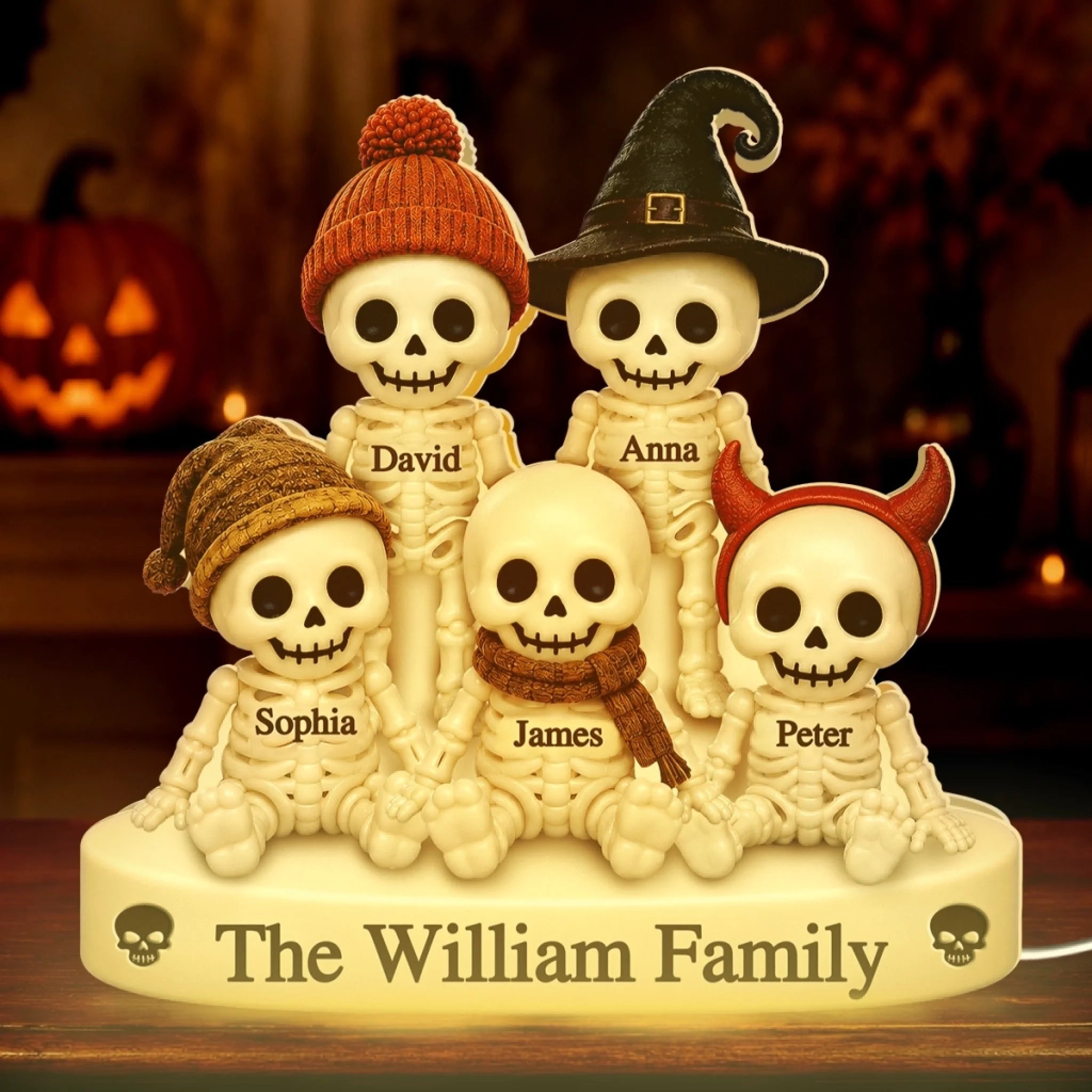 Custom Skeleton Shaped Light Box, Personalized Halloween Decor Birthday Gift for Mom Dad Brother Sister
