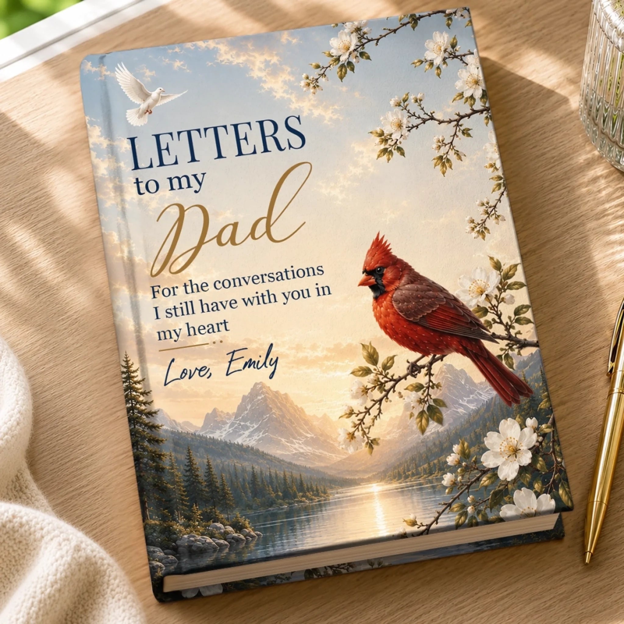 Personalized Memorial Hardcover Journal for Loss of Mom or Dad, In Loving Memory Sympathy Gift