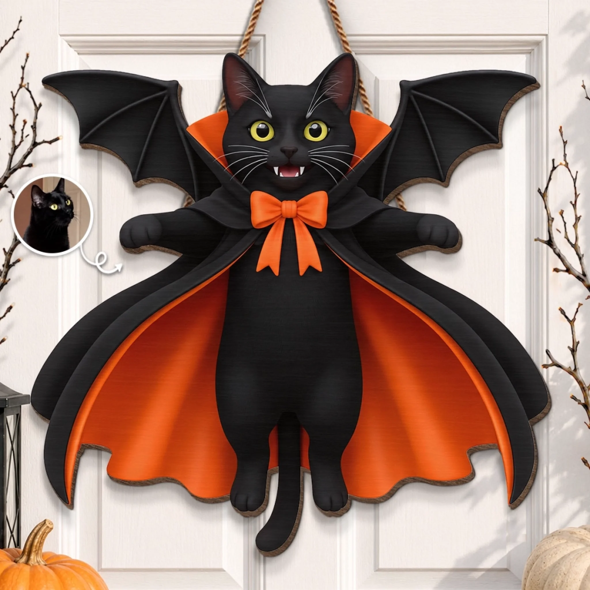 Custom Photo Wood Sign, Personalized Halloween Birthday Gift for Dog & Cat Lovers