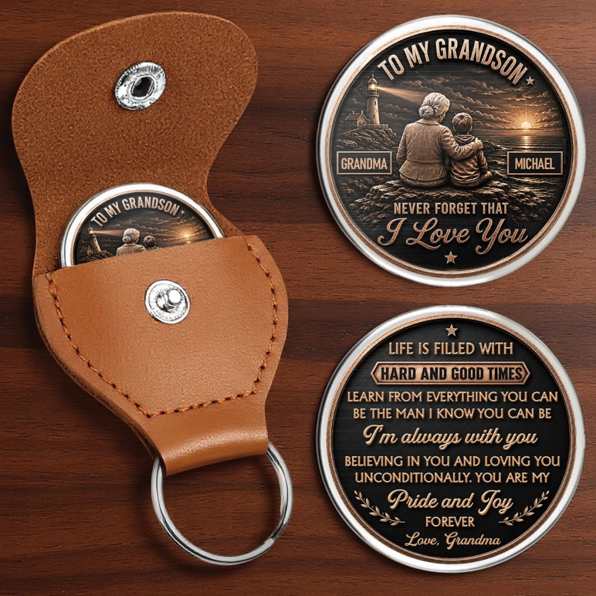 Custom Pocket Hug Personalized Birthday Gift for Grandson, You Are My Pride and Joy Keepsake