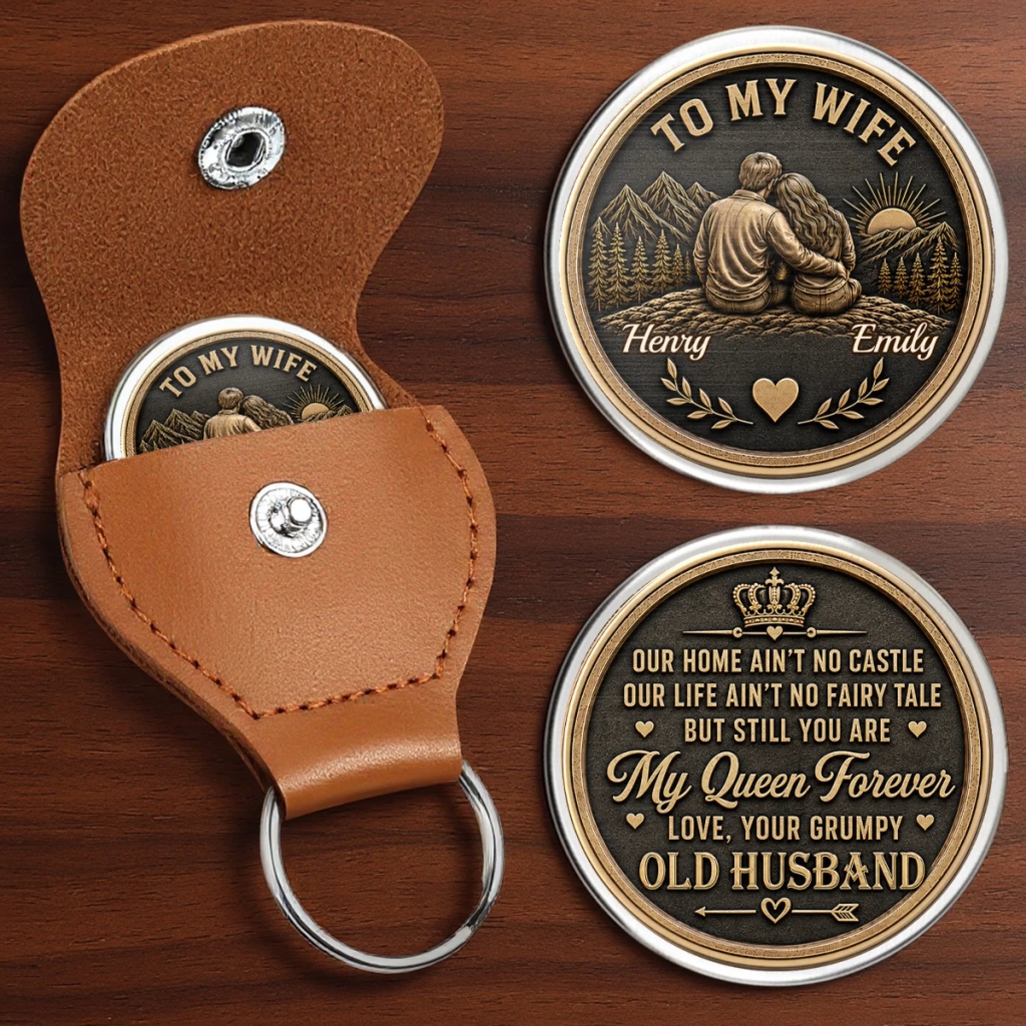 Custom Pocket Hug Personalized Anniversary Wedding Gift for Husband or Wife - You Are My Queen Forever