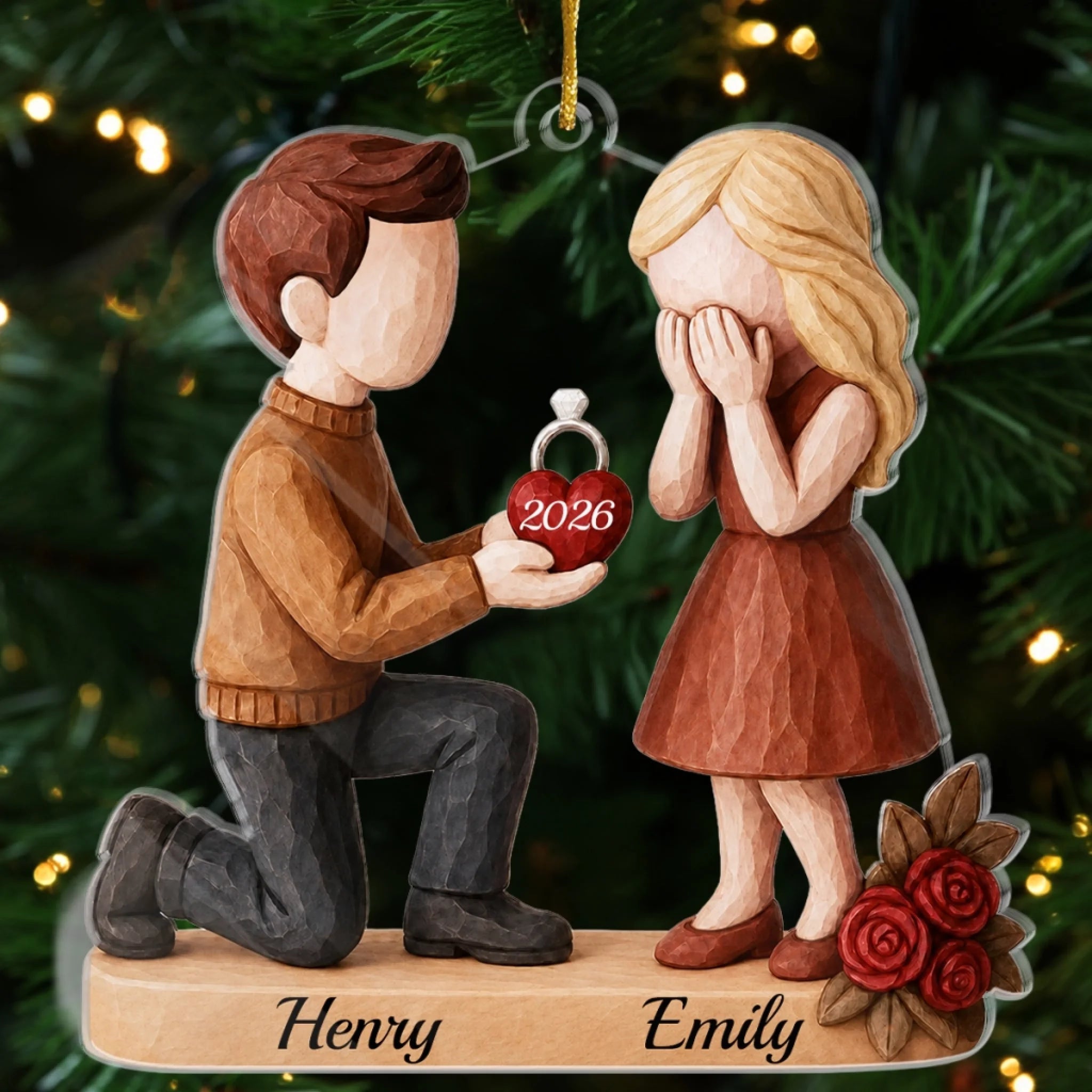 Custom First Christmas Acrylic Ornament, Personalized Wedding Anniversary Gift for Husband and Wife