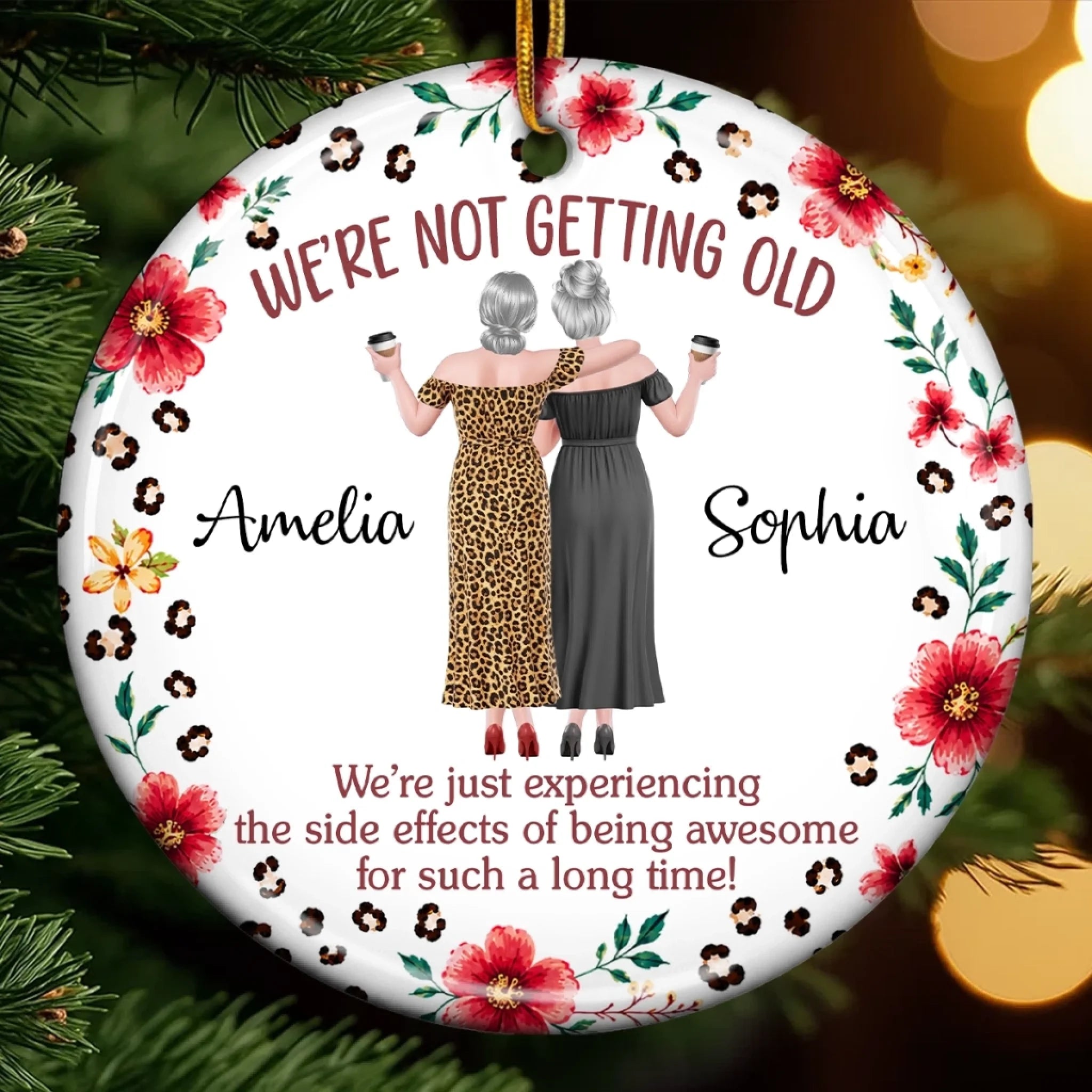 Personalized Ceramic Ornament for Best Friends, Custom Besties Christmas or Birthday Gift for Women