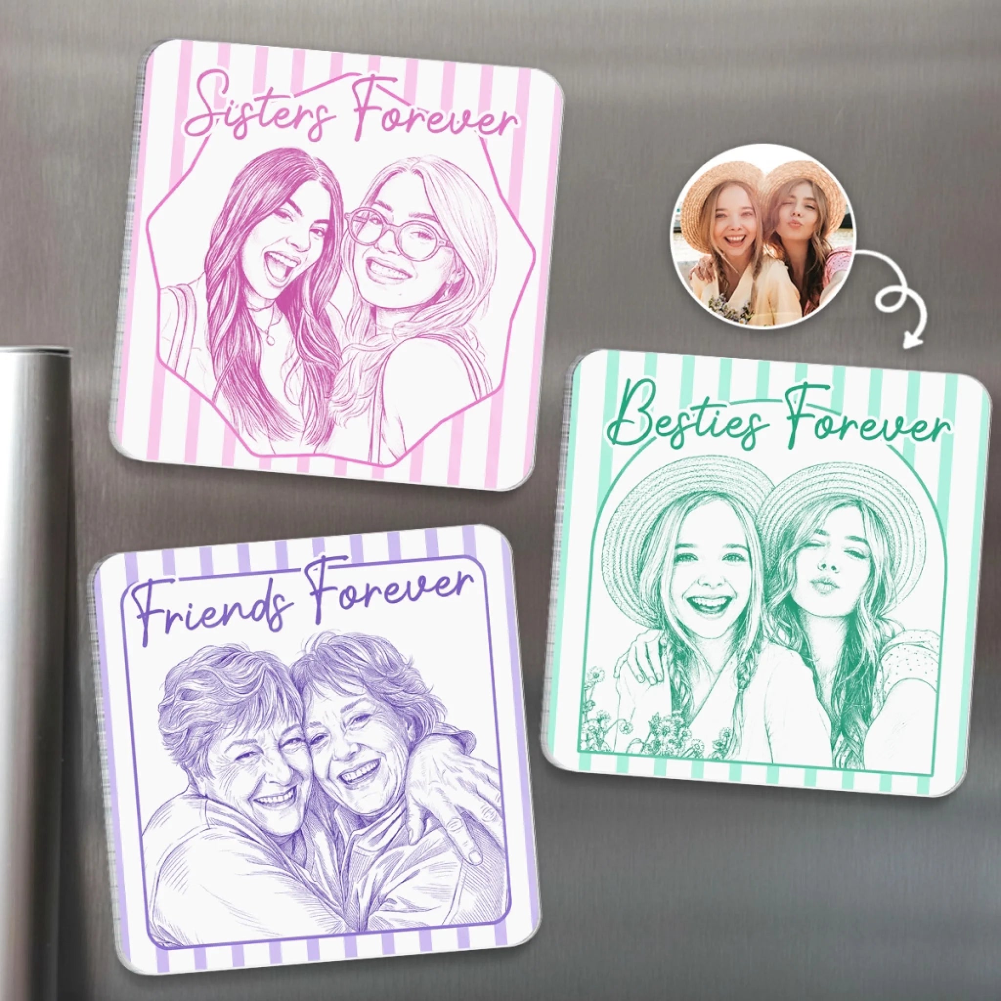 Custom Photo Acrylic Fridge Magnet Personalized Best Friend Birthday Gift for Women Sisters and BFF
