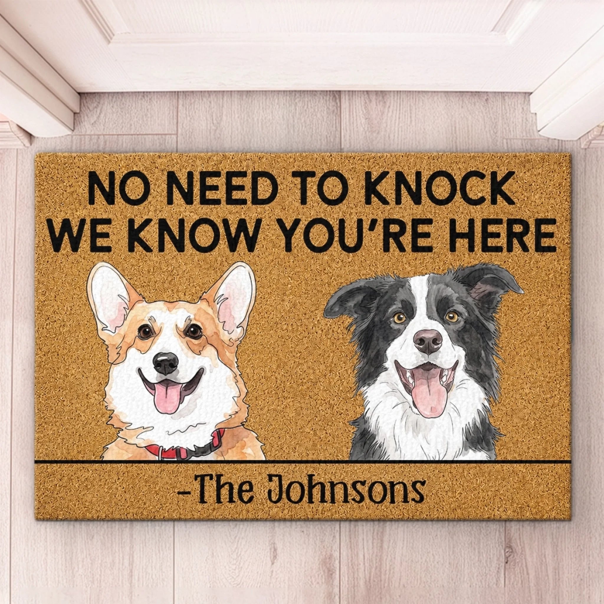 Custom Photo Doormat Personalized No Need To Knock Decorative Mat Birthday Gift for Dog Cat Lovers