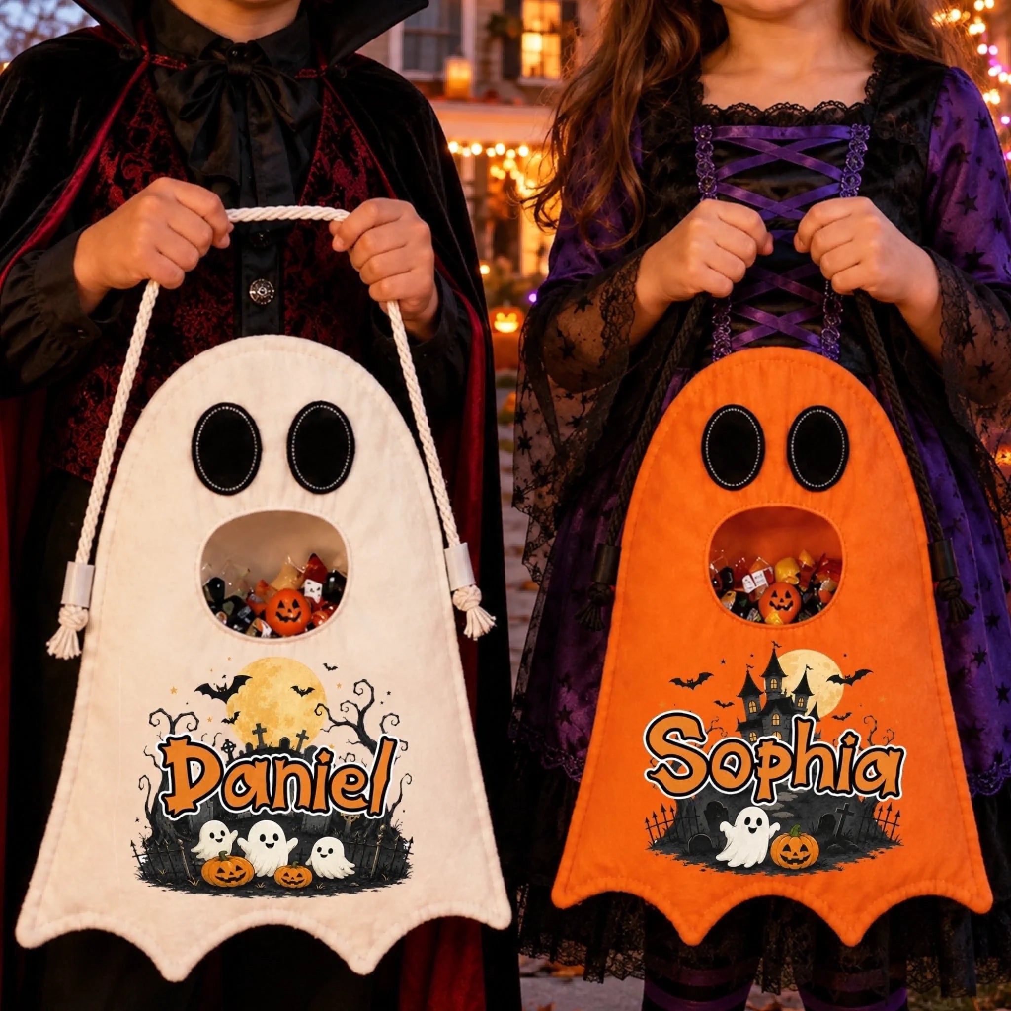 Custom Ghost Bag, Personalized Halloween Treat Bag, Too Cute To Spook Birthday Gift for Kids