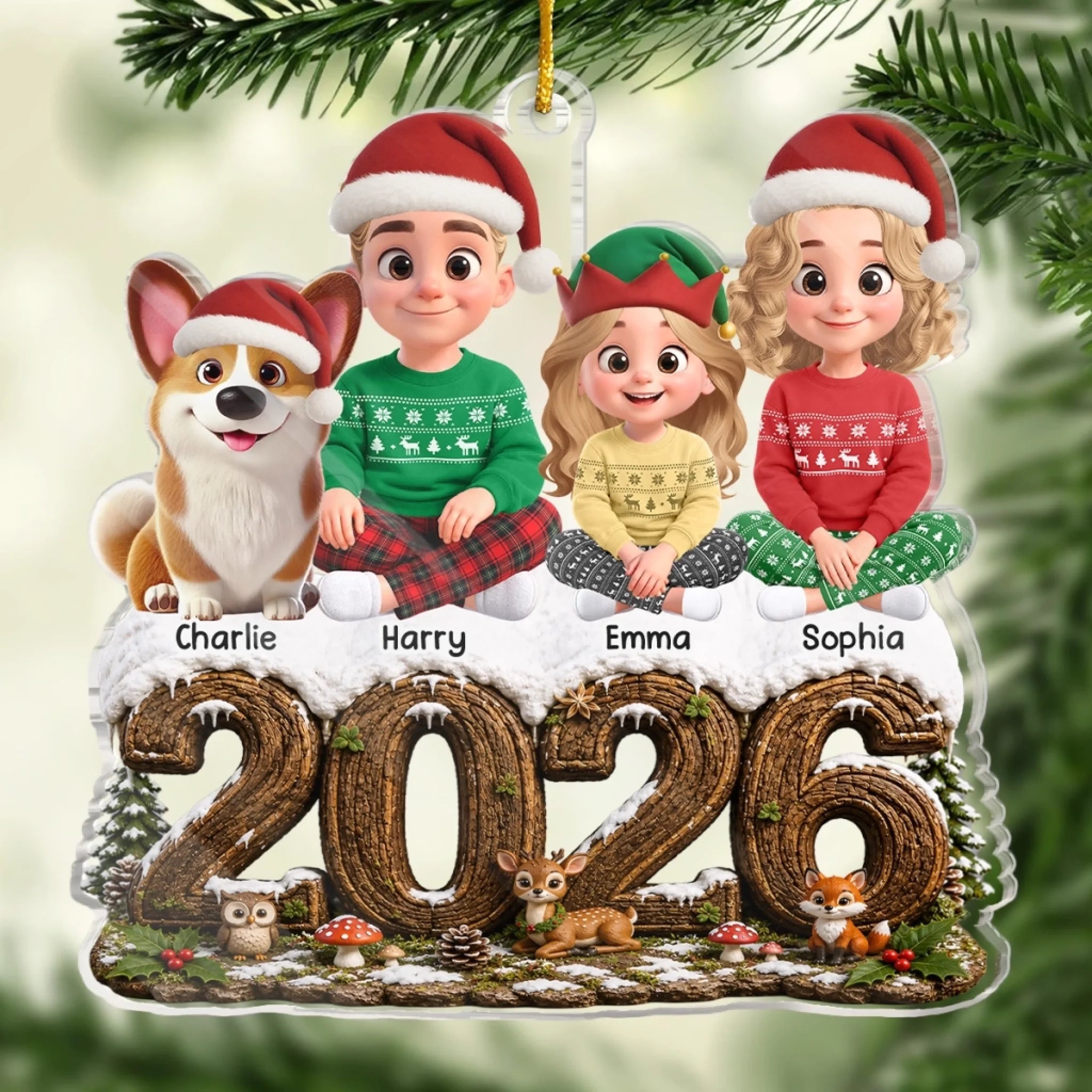 Custom Acrylic Ornament Personalized Christmas or Birthday Gift for Family and Pet Lovers
