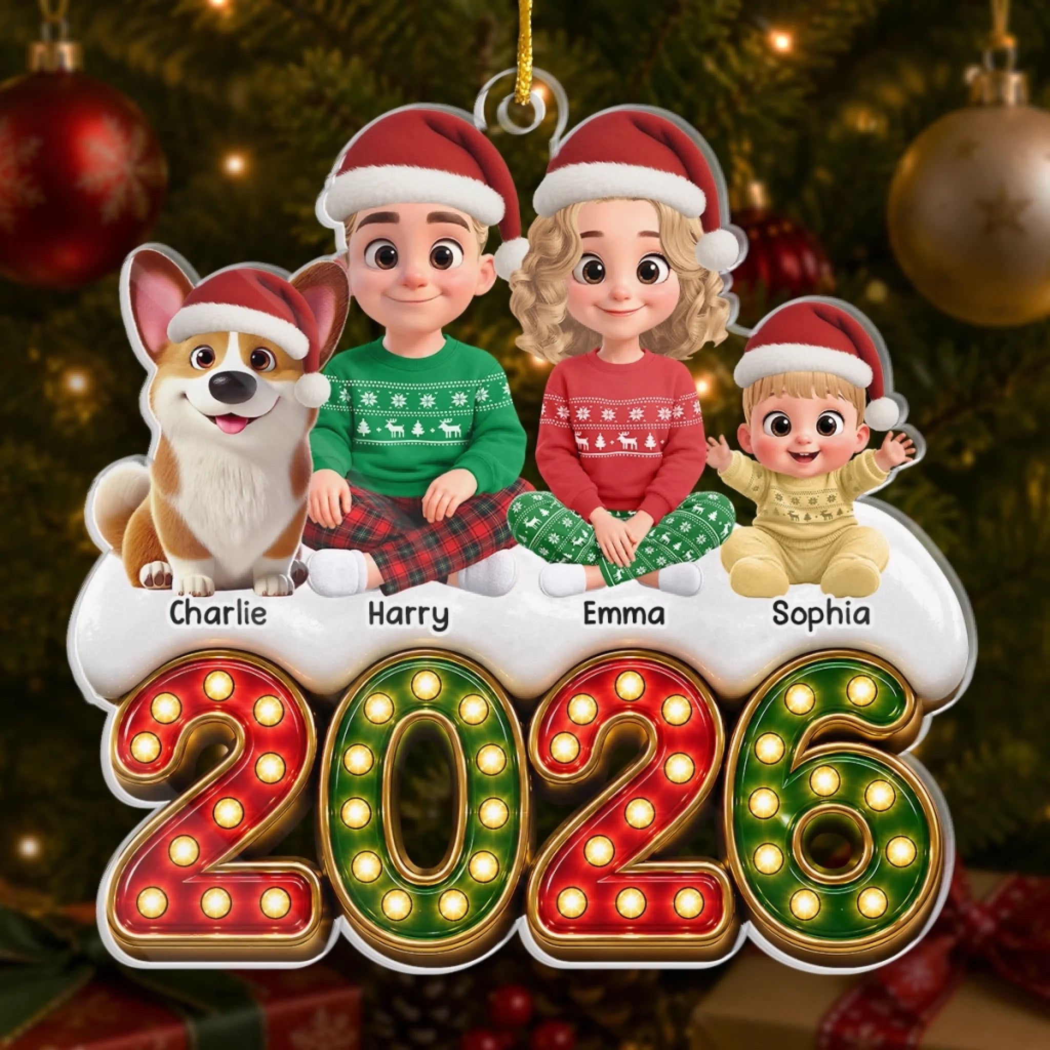 Custom Acrylic Ornament, Personalized Making Memories Side By Side Gift for Family and Pet Lovers