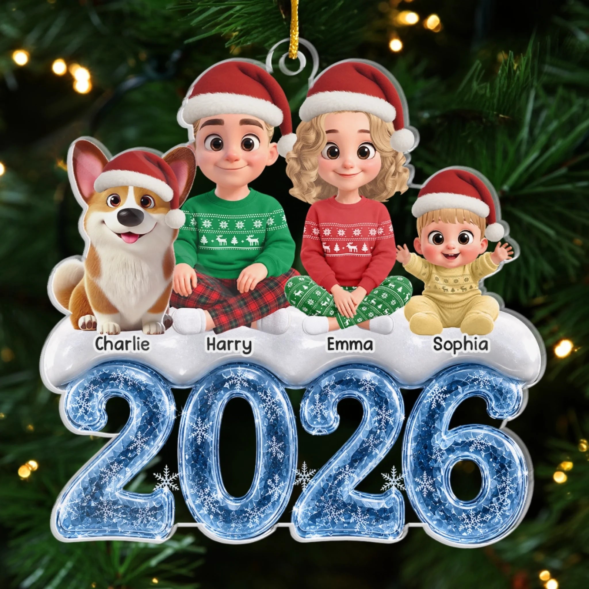Custom Acrylic Ornament Personalized Christmas Birthday Gift for Family and Pet Lovers Love Grows Best Together