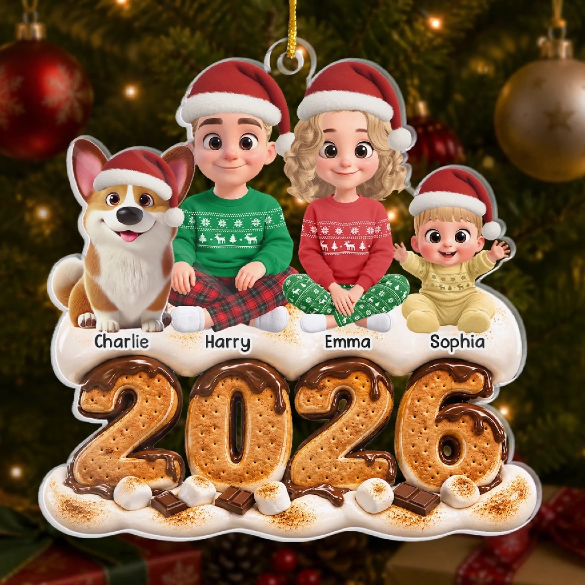 Custom Acrylic Ornament Personalized Christmas Gift for Family, Pet Lovers, Mom, Dad, Brother or Sister