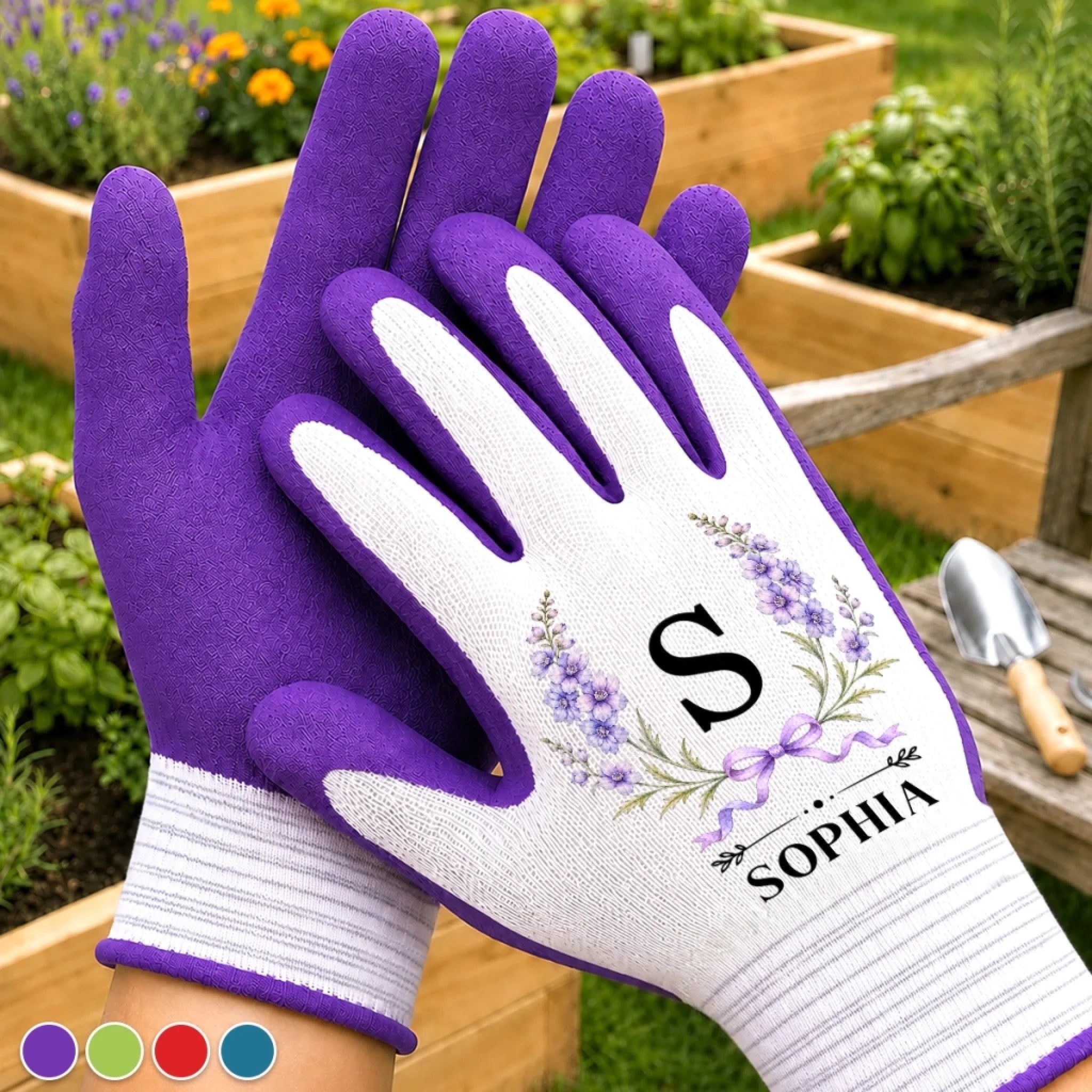 Custom Coated Grip Gardening Gloves Personalized Birthday Gift for Gardeners Blooms In My Hands
