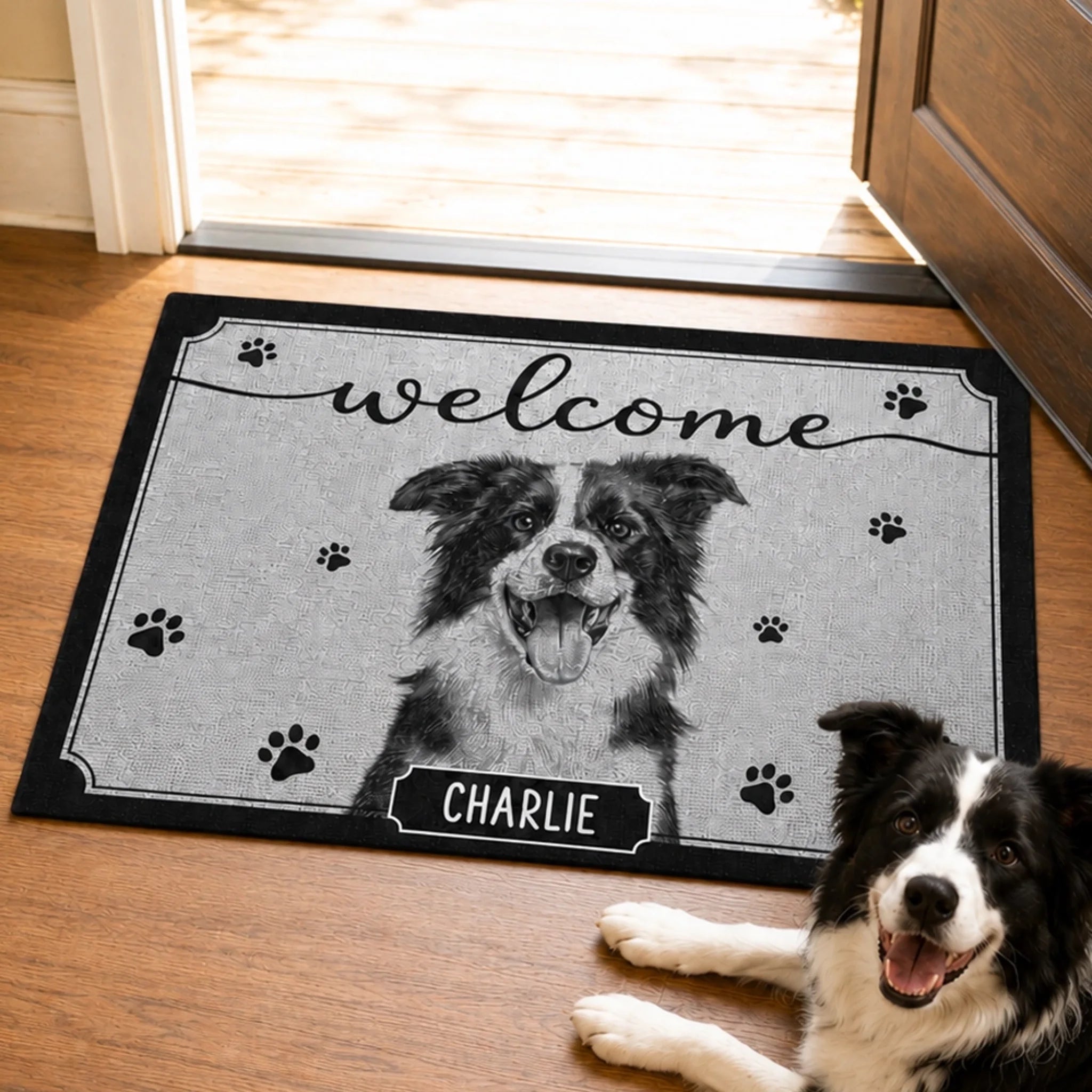 Custom Photo Doormat Personalized Home Decor Gift for Dog Cat Lovers, Pet Moms and Dads