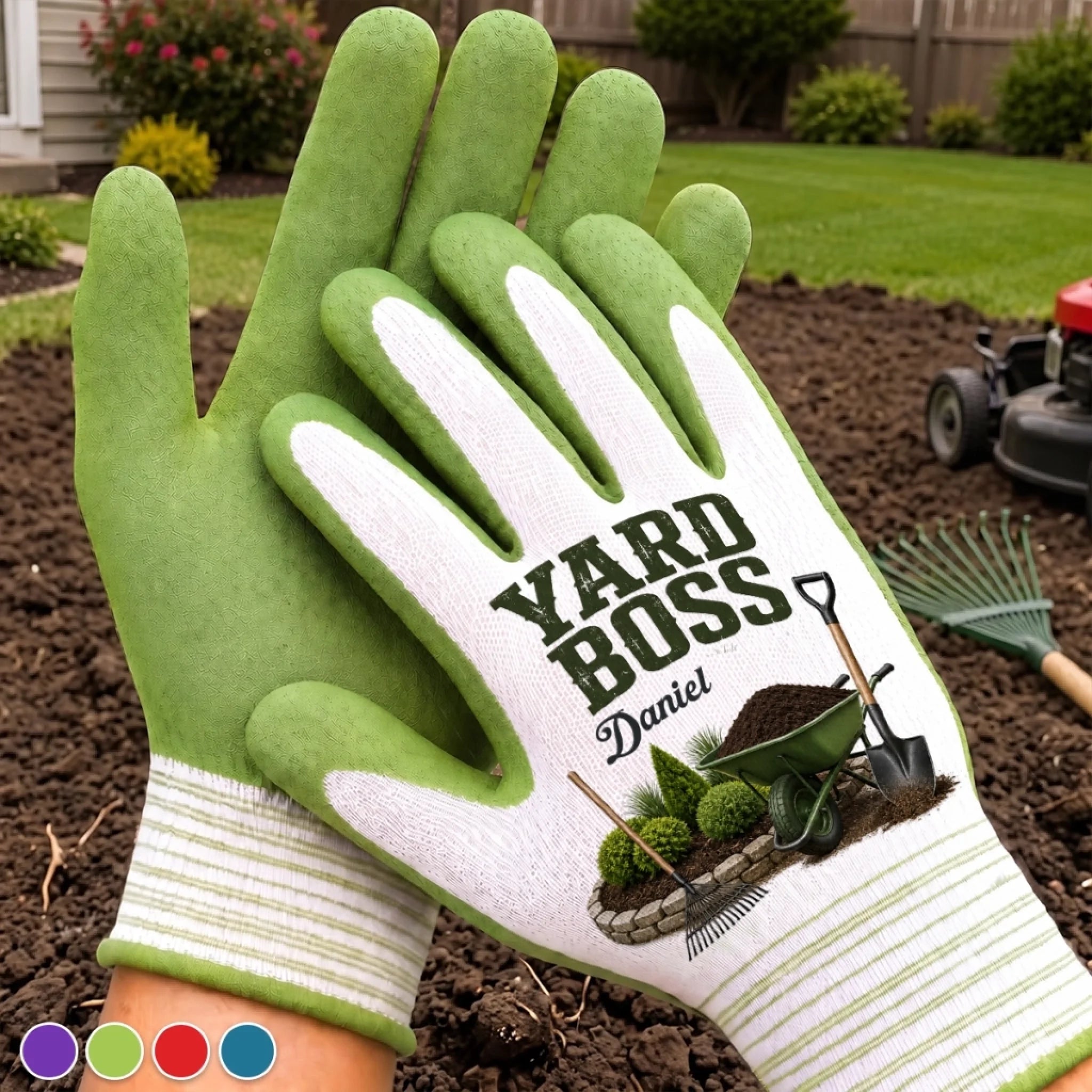 Custom Coated Grip Gardening Gloves Personalized Birthday Garden Gift for Dad Grandpa Husband or Son