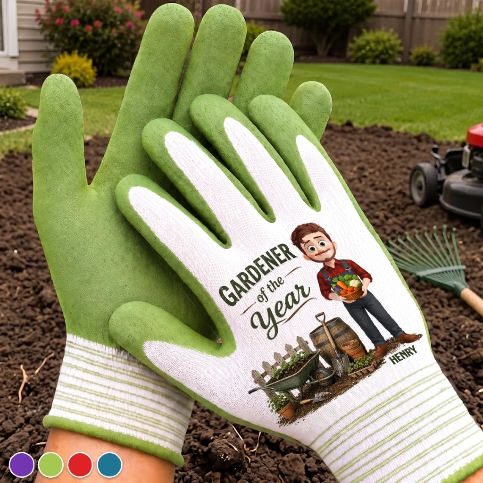 Custom Coated Grip Gardening Gloves, Personalized Birthday Garden Gift for Men and Gardeners