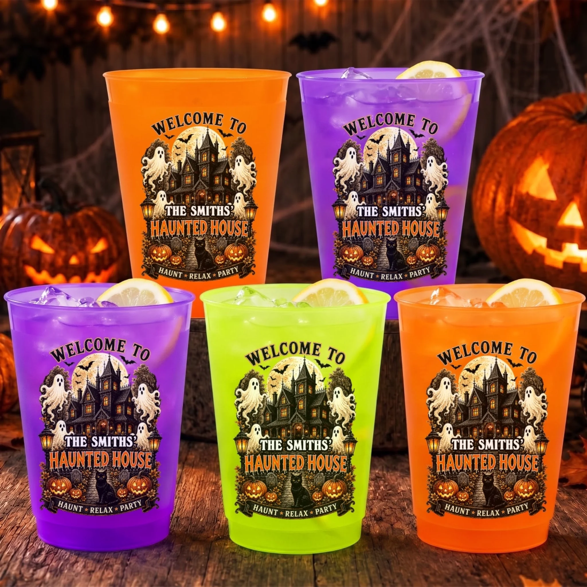 Custom Halloween Party Cups, Personalized Spooky Birthday Gifts for Mom, Dad, Brother or Sister
