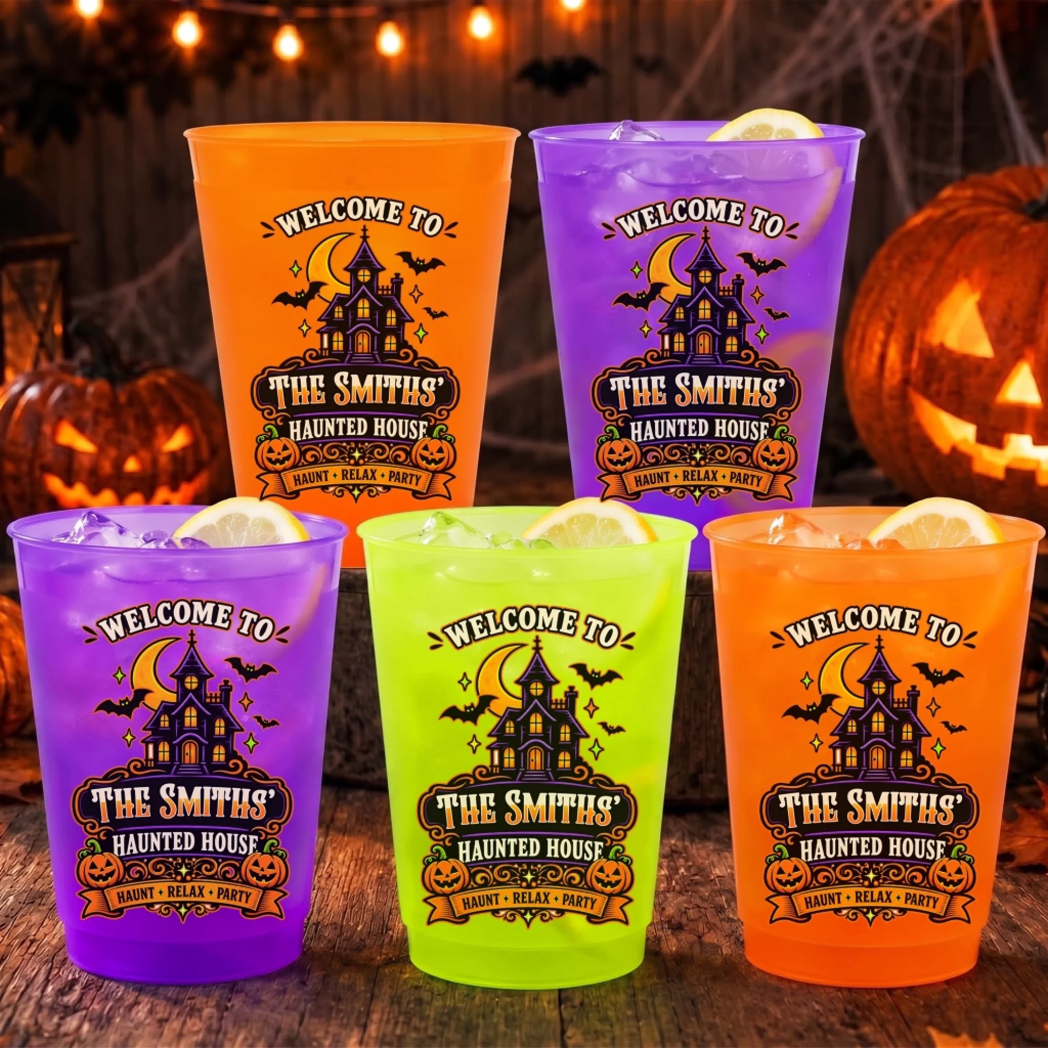 Custom Halloween Party Cups Personalized Halloween Birthday Gift for Mom Dad Brother Sister Boo Family Fun