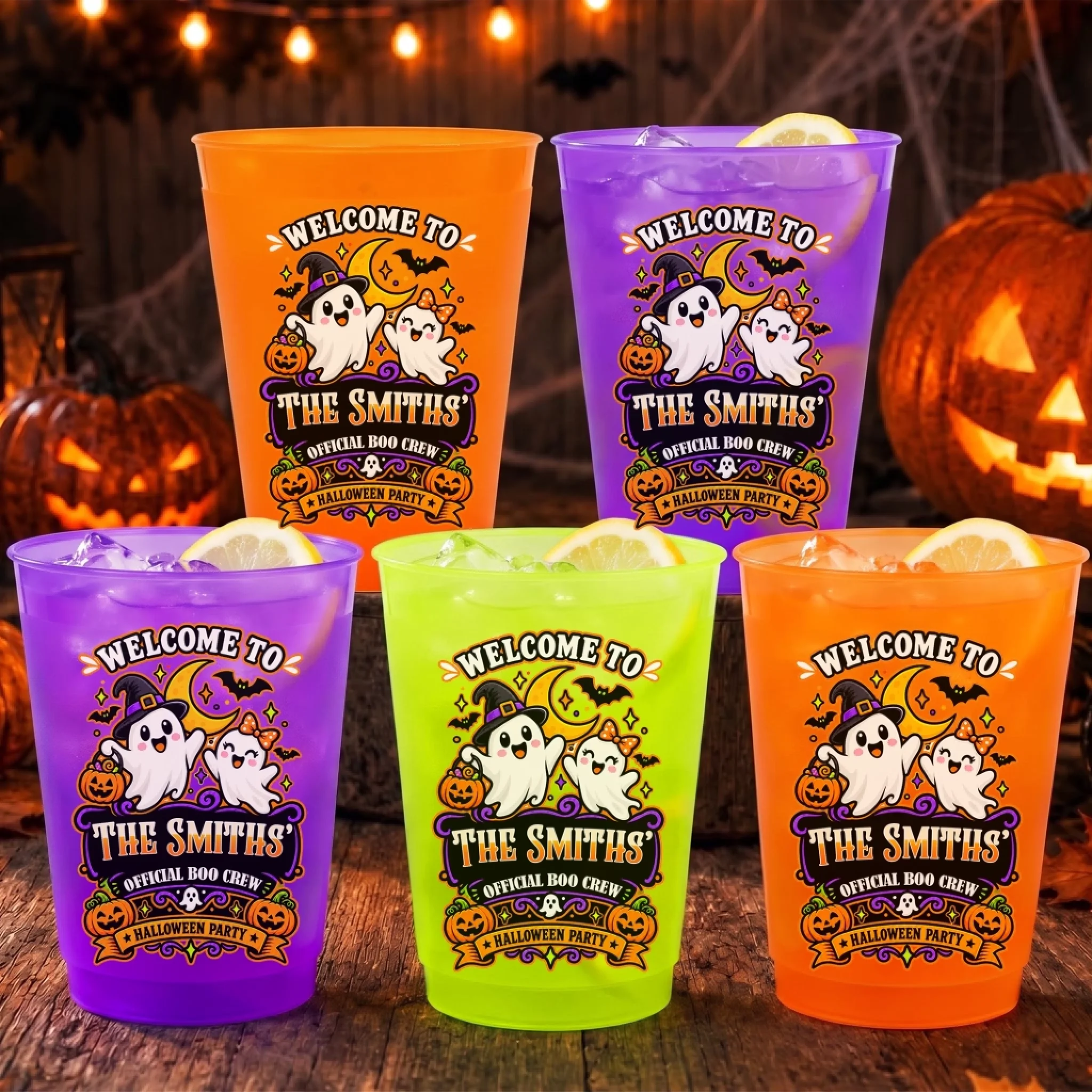 Custom Boo Halloween Party Cups, Personalized Creepy Cute Birthday Gifts for Mom Dad Brother Sister