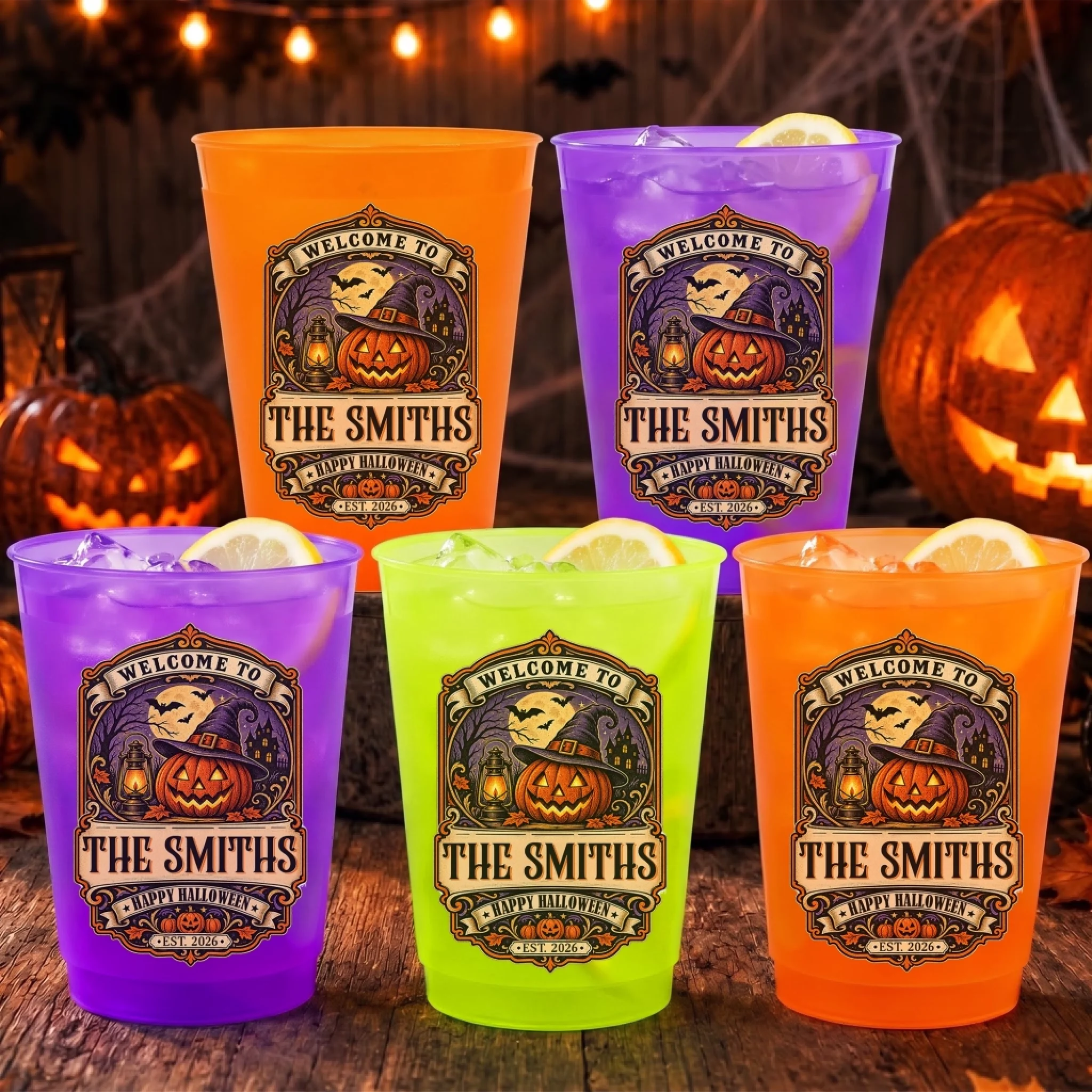 Custom Halloween Party Cups, Personalized Haunted Birthday Gifts for Mom, Dad, Brother or Sister