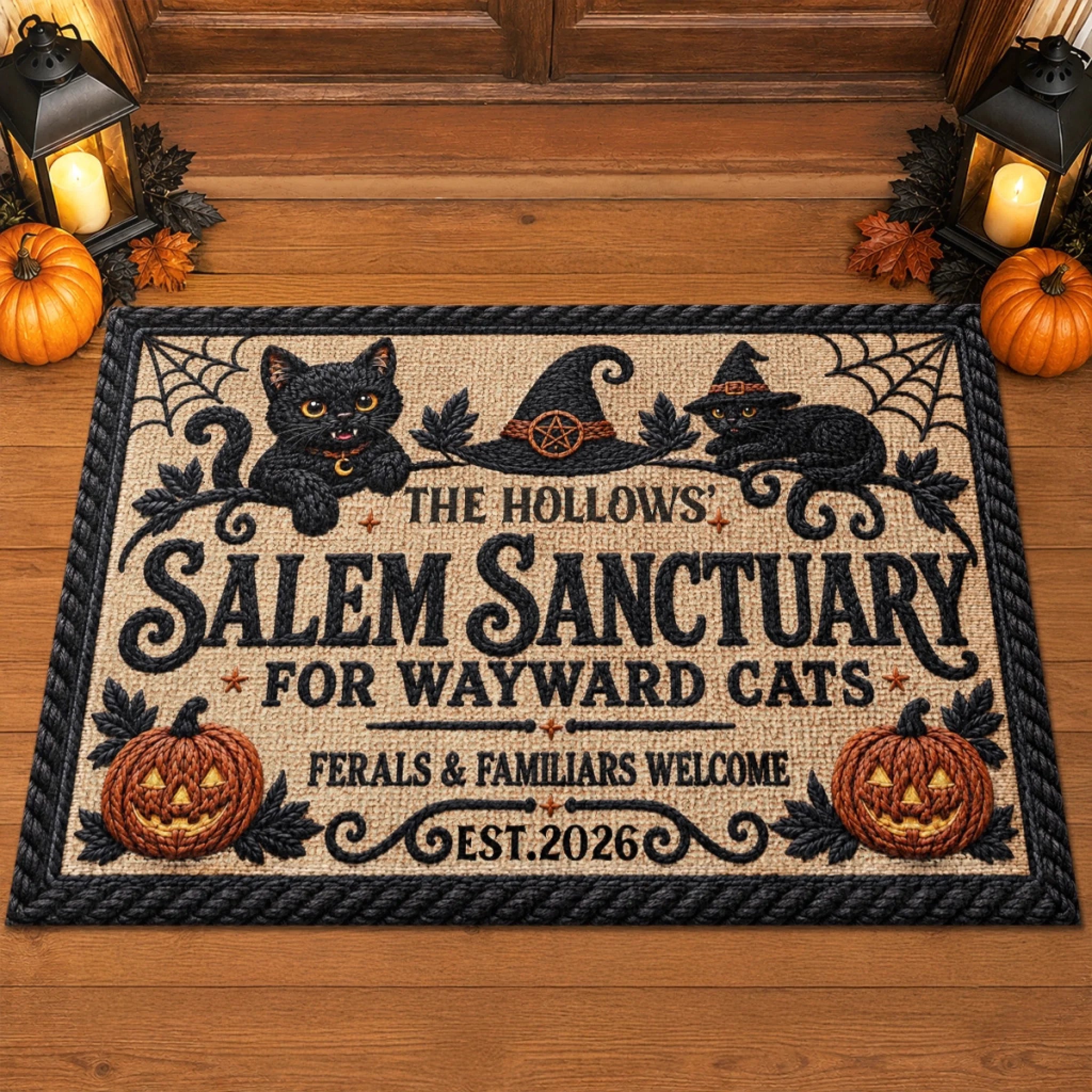 Personalized Halloween Doormat Custom Home Decor Mat, Spooky Love Gift for Mom Dad Family