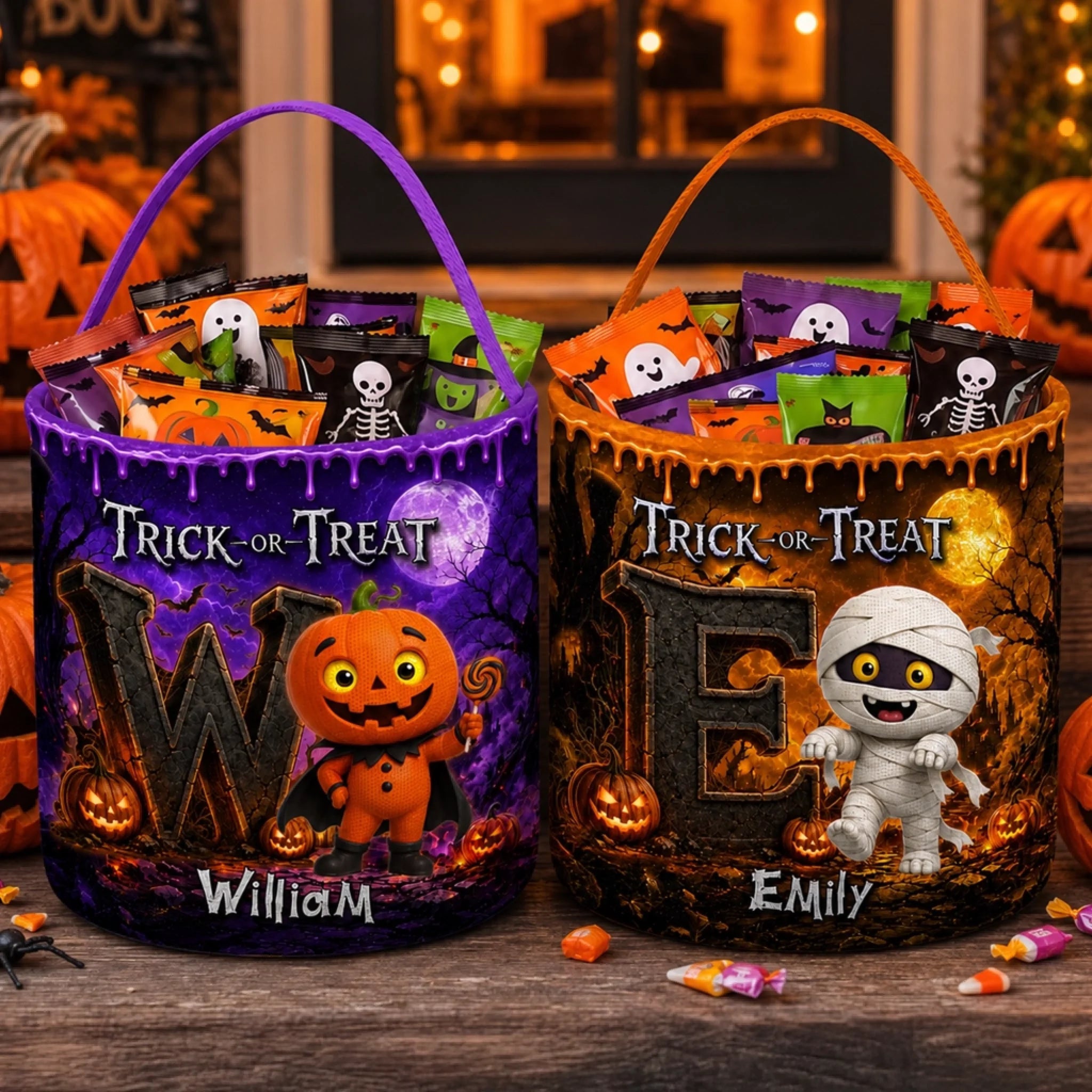 Custom Candy Basket Personalized Halloween or Birthday Gift for Kids Trick or Treat Magic