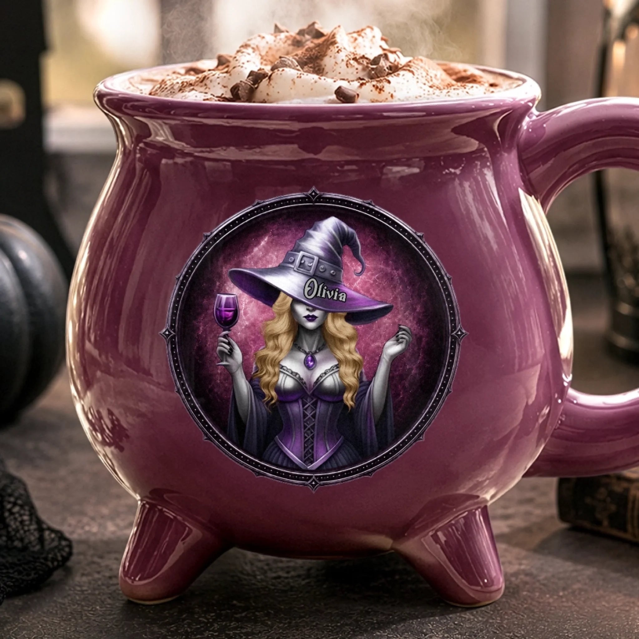 Custom Witchy Cauldron Coffee Mug Personalized Halloween Gift for Witch, Wife, Mom or Bestie