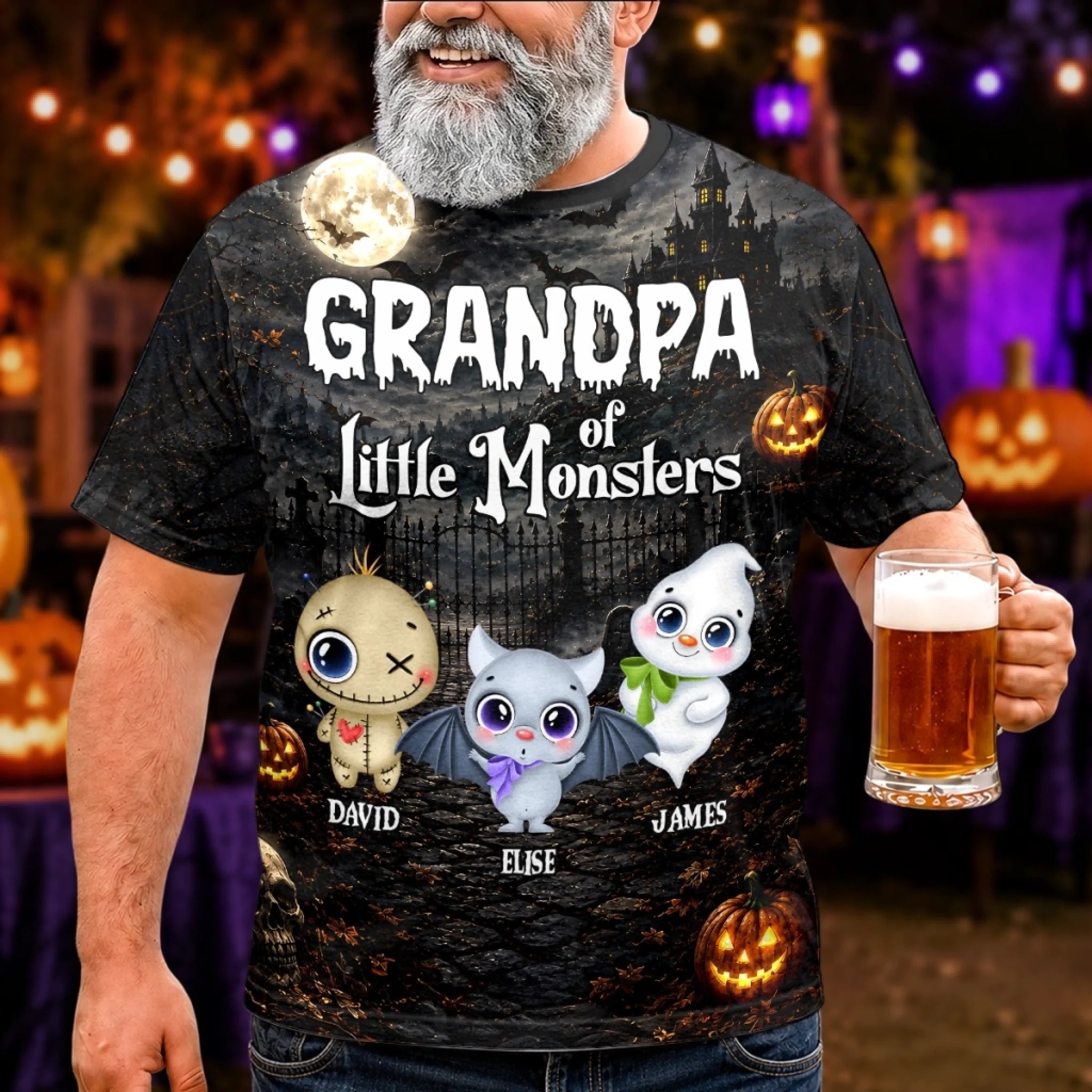 Custom Monster T-Shirt Personalized Halloween Birthday Gift for Mom or Grandma