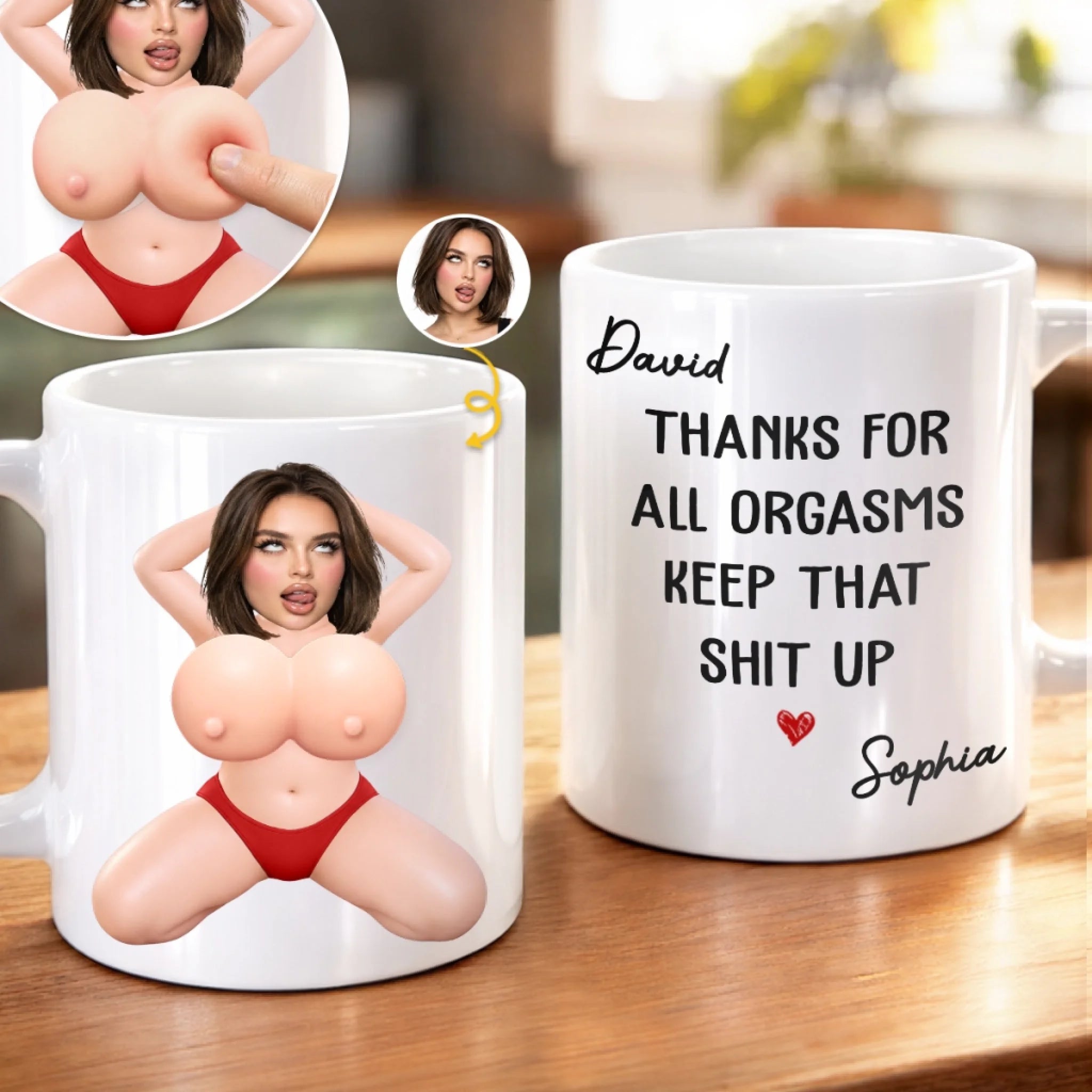 Custom Photo Squishy Mug Personalized Anniversary Wedding Gift for Husband Wife Him or Her