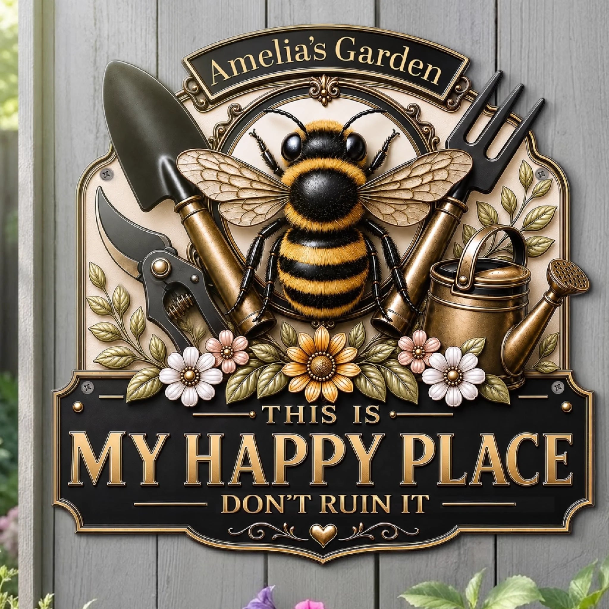 Custom Shaped Metal Sign Personalized Birthday Garden Gift for Gardeners Bloom Where You Are Planted