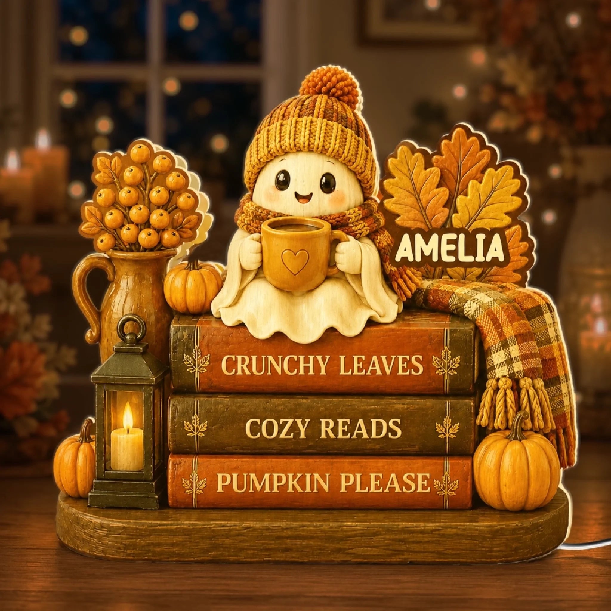 Custom Halloween Shaped Light Box Personalized Bookish Gift for Book Lovers Readers and Bookworms