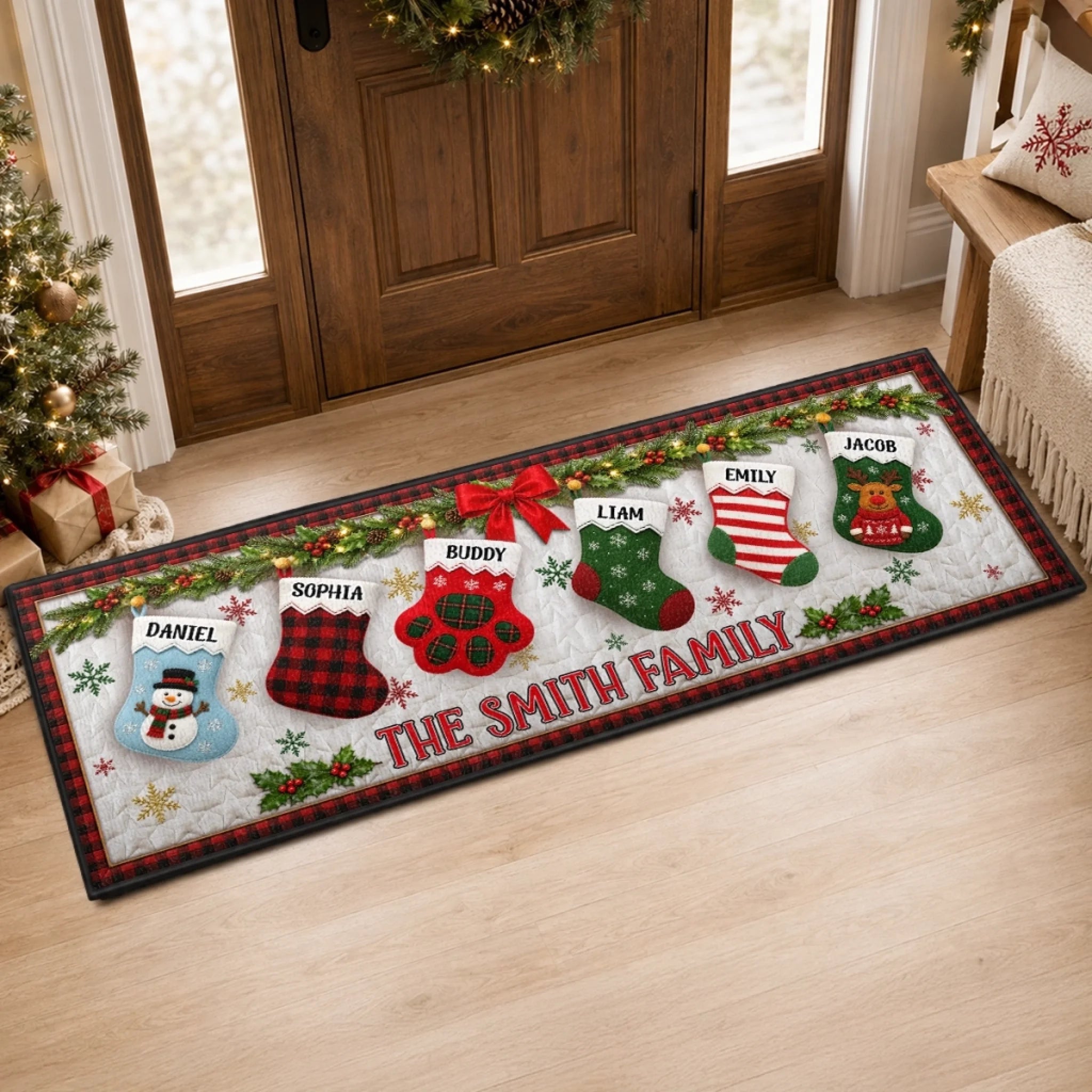 Custom Runner Rug Personalized Love Brings Us Home Gift for Mom Dad Brother Sister Christmas Birthday