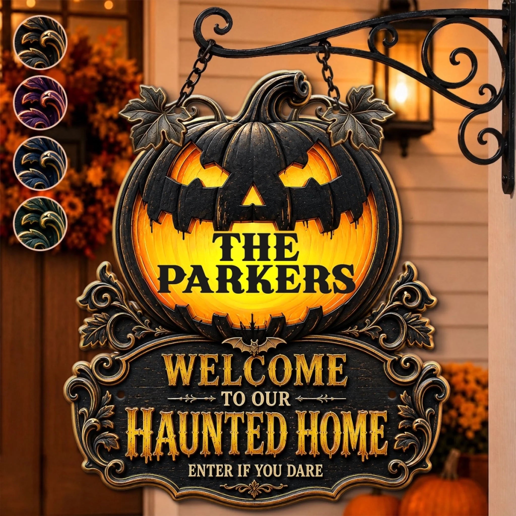 Custom Shaped Metal Sign Personalized Halloween Family Fright Gift for Mom Dad Brother Sister
