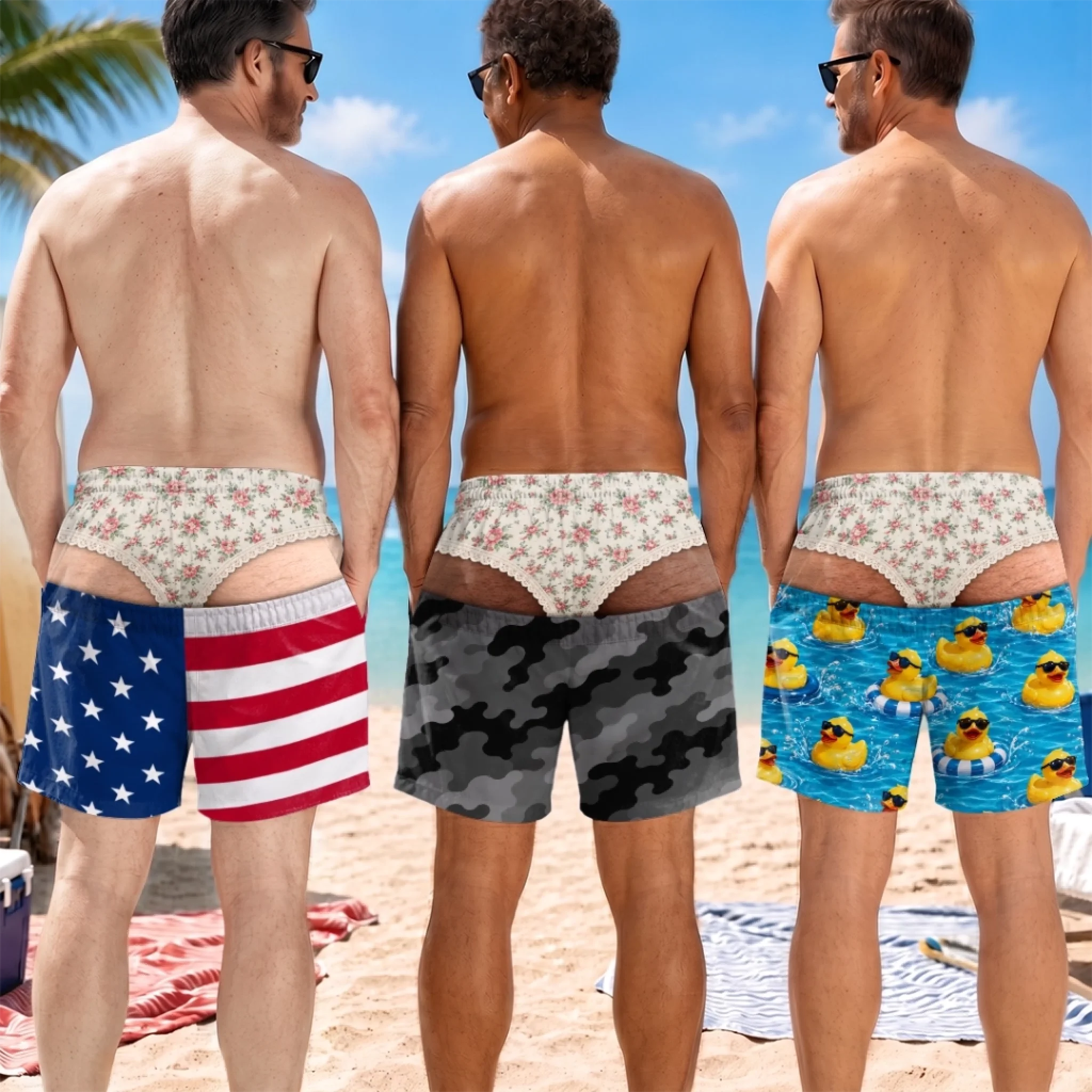 Custom Funny Patriotic Men Swim Trunks Personalized Patriotic Swimwear Gift for Men