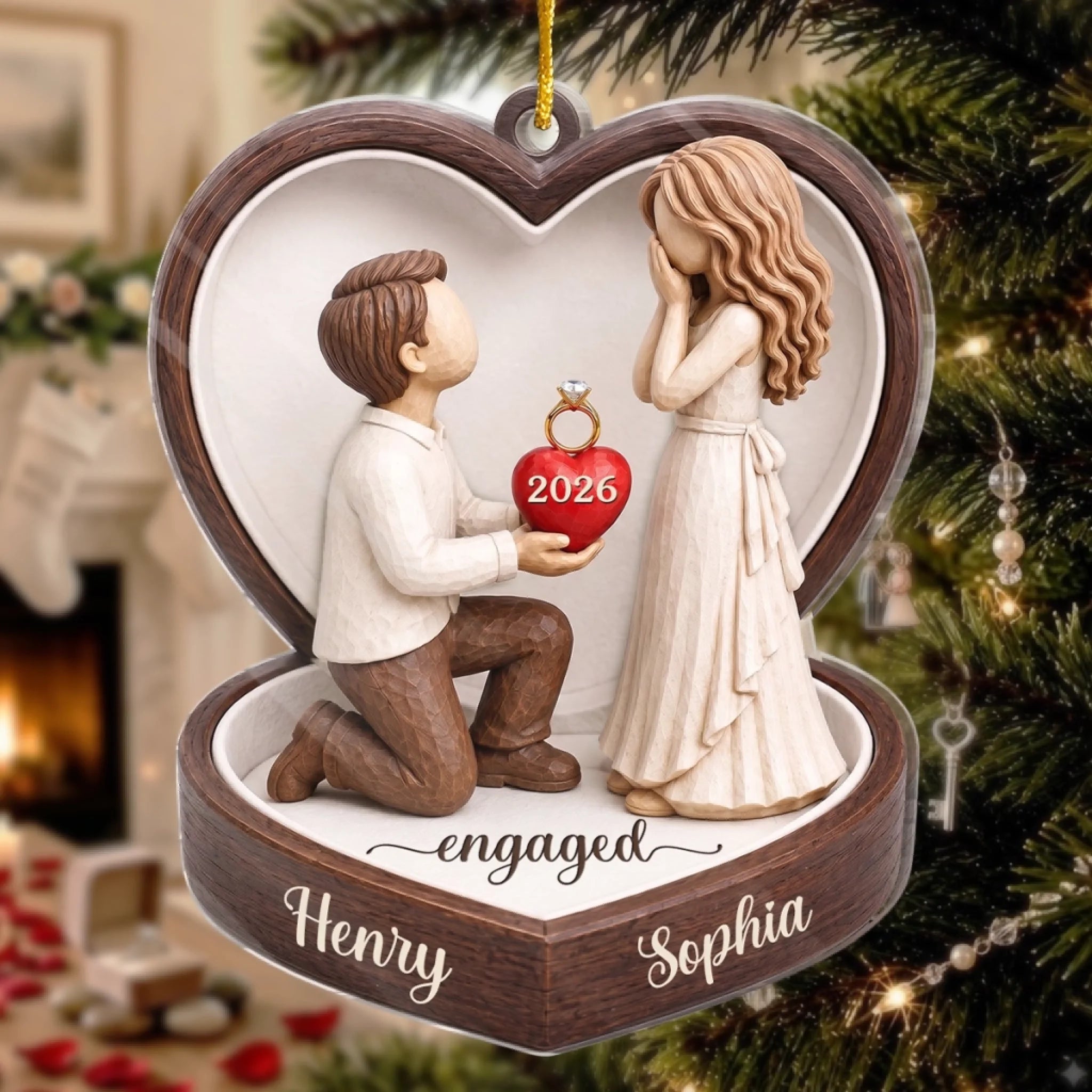 Custom First Christmas Acrylic Ornament Personalized Wedding Anniversary Gift for Husband and Wife