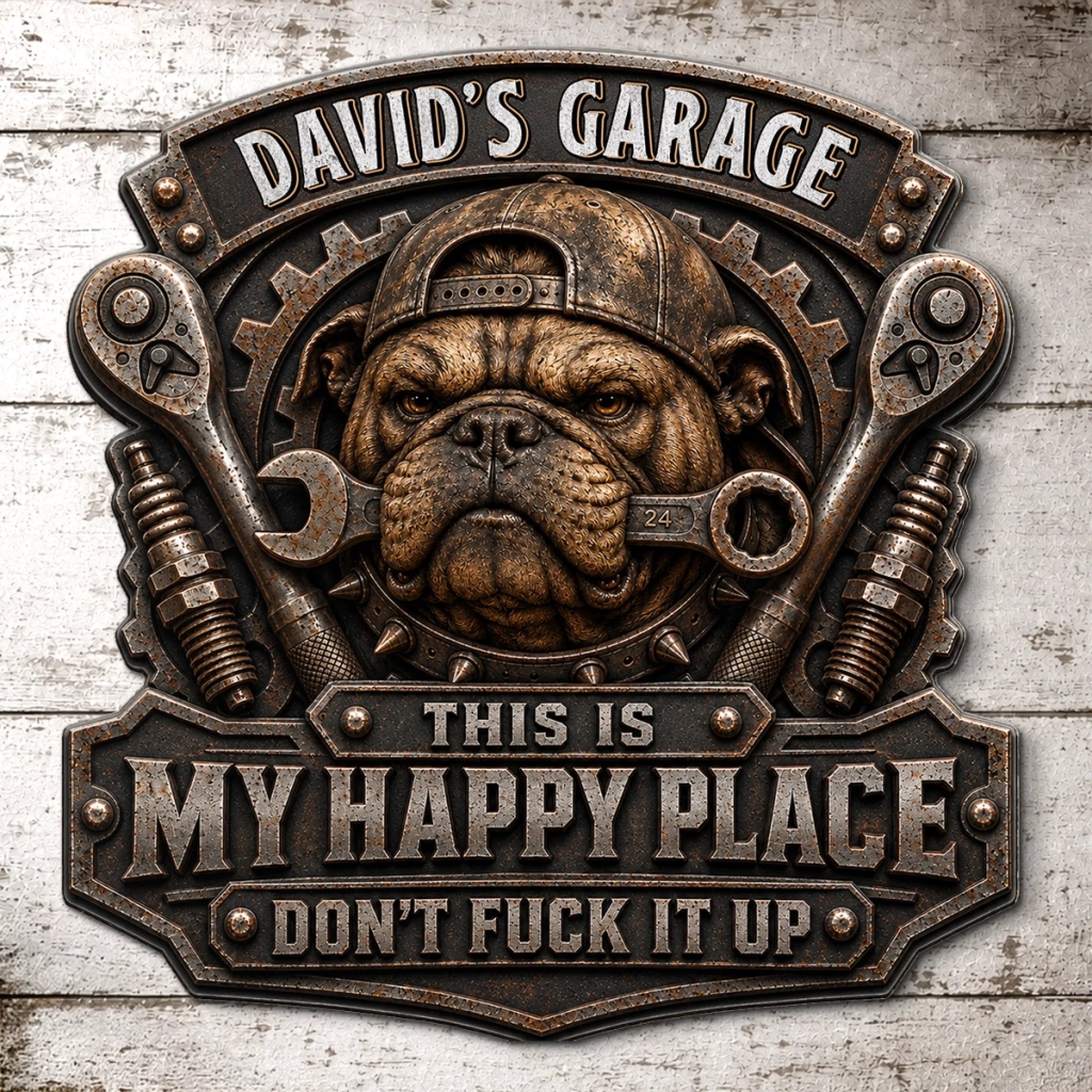 Custom Shaped Metal Sign Personalized My Tools My Happy Place Gift for Husband Dad Grandpa Brother