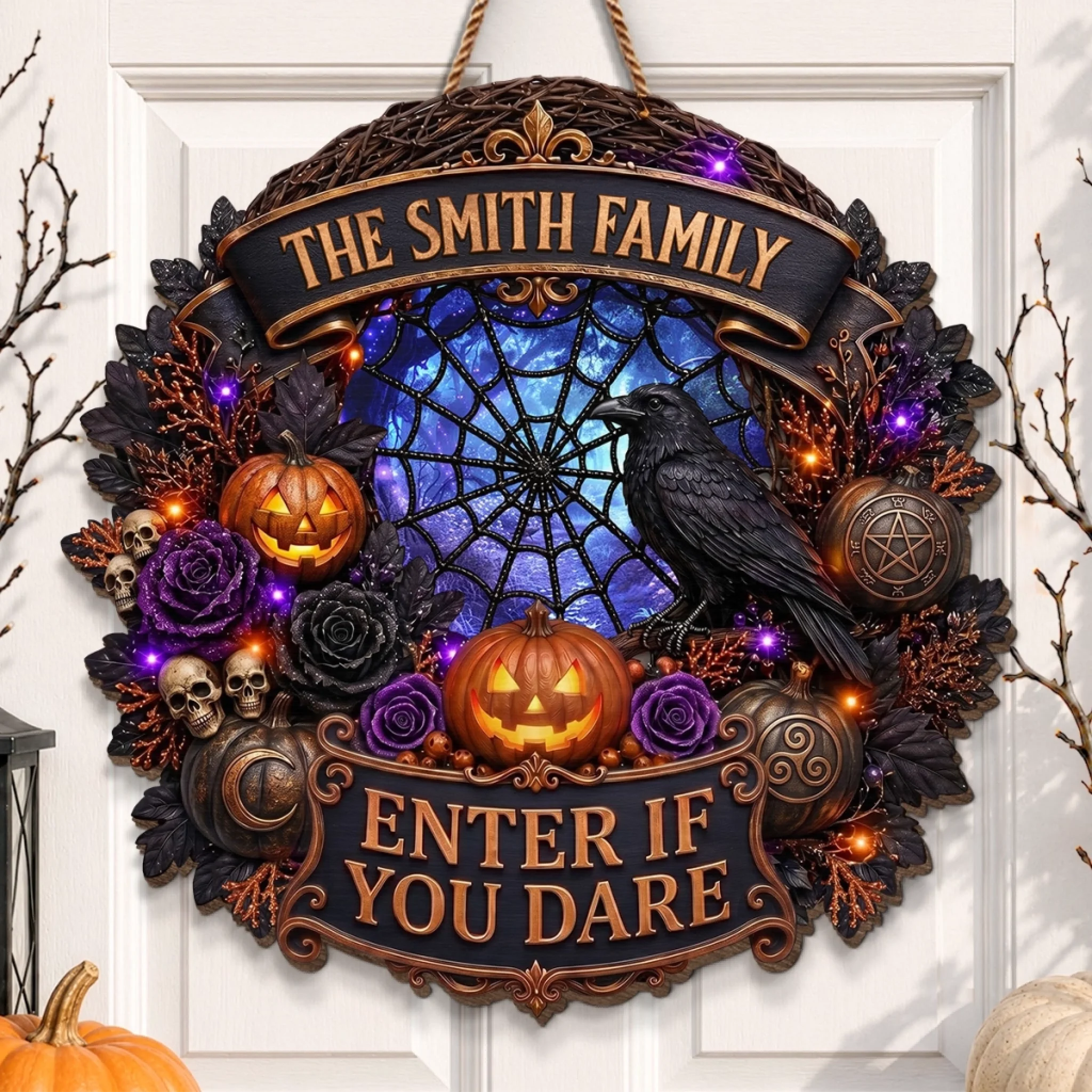 Custom Wood Sign Personalized Halloween Decor, Spooky Vibes Gift for Mom, Dad, Brother or Sister