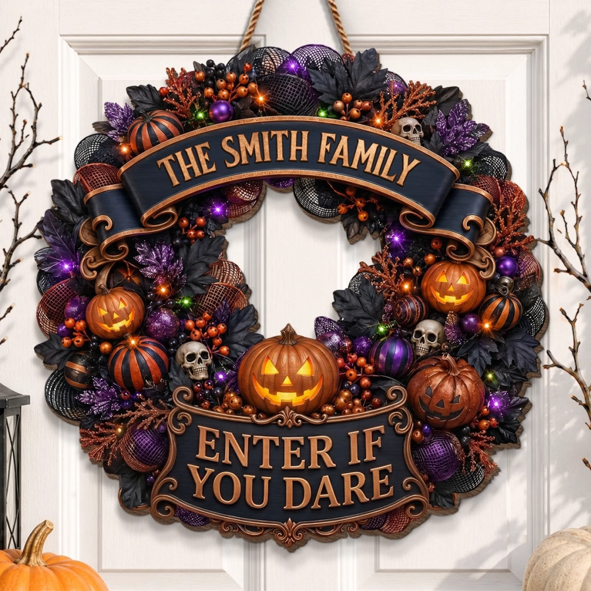 Personalized Halloween Wood Sign, Sweet But Spooky Custom Home Decor Gift for Mom Dad Brother Sister