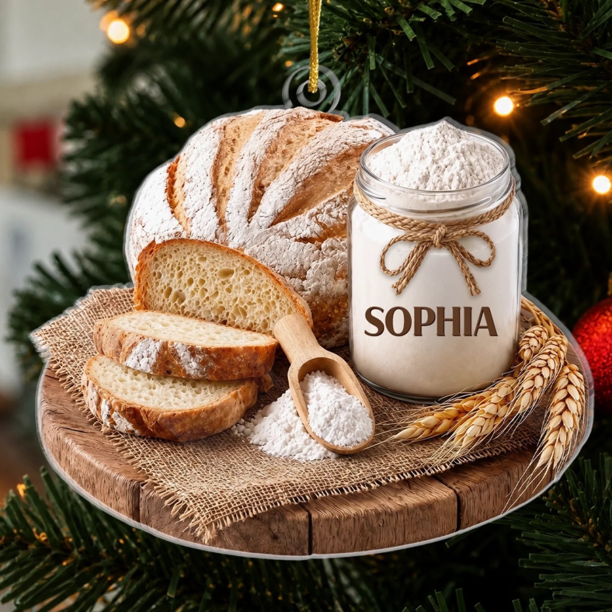 Personalized Acrylic Sourdough Baker Ornament, Custom Christmas or Birthday Gift for Bread Bakers